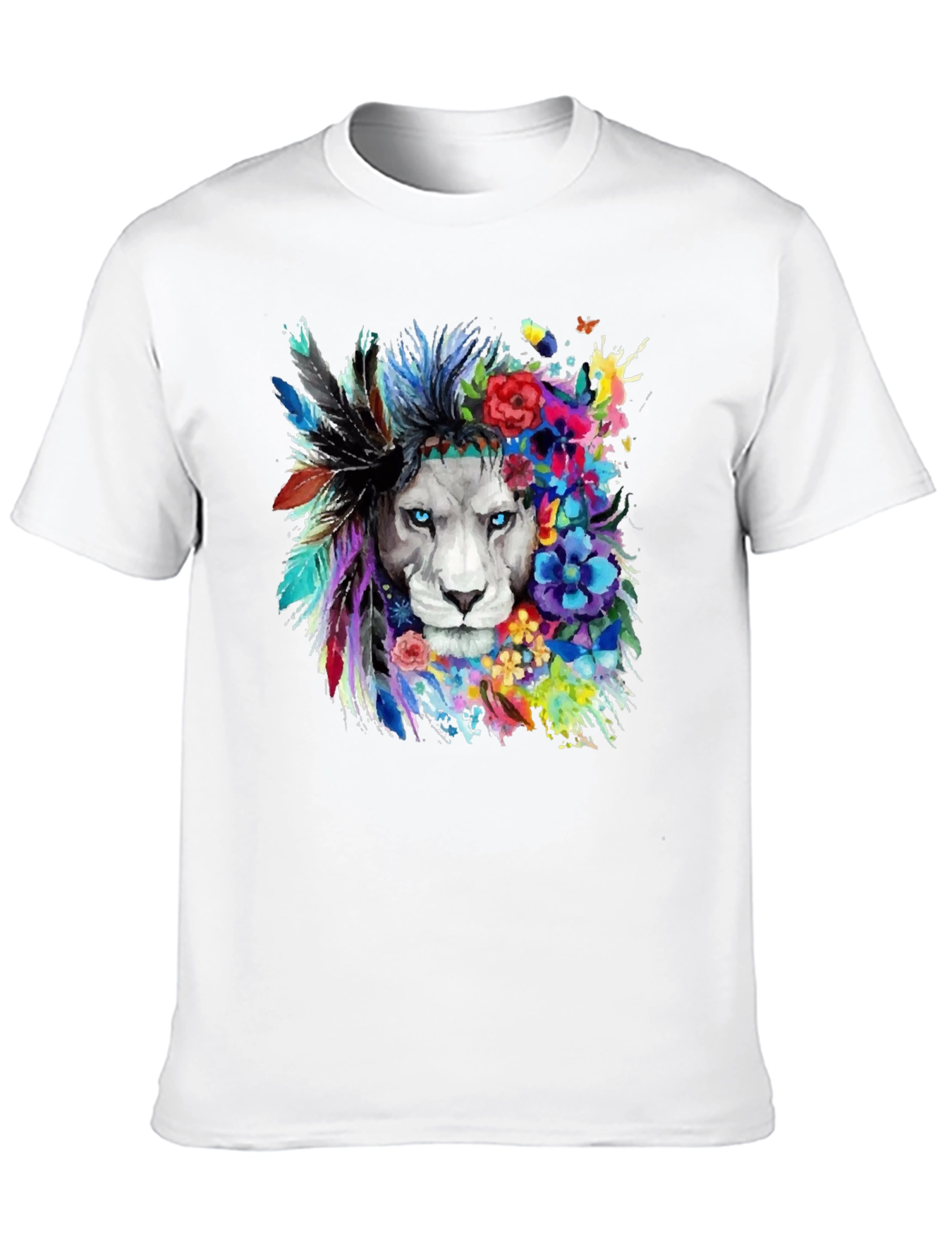 Black Lion Headdress Black T-Shirt - Unique Graphic Tee view 10