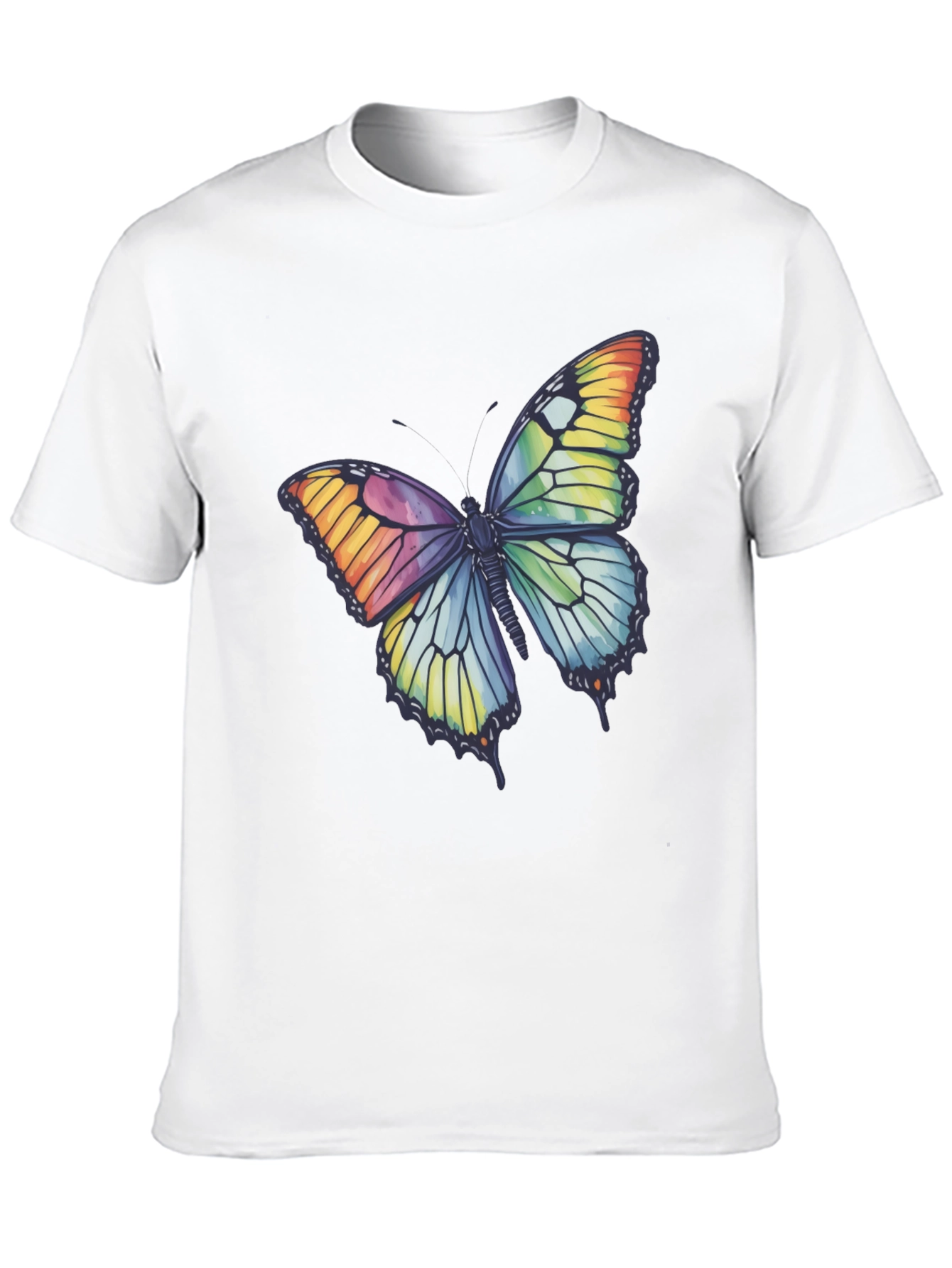 Black Butterfly Graphic Tee - Rainbow Wings T-Shirt view 10