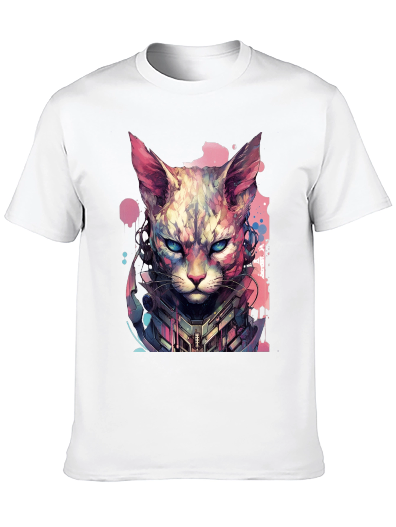 Black Cyberpunk Cat T-Shirt - Unique Graphic Tee view 10