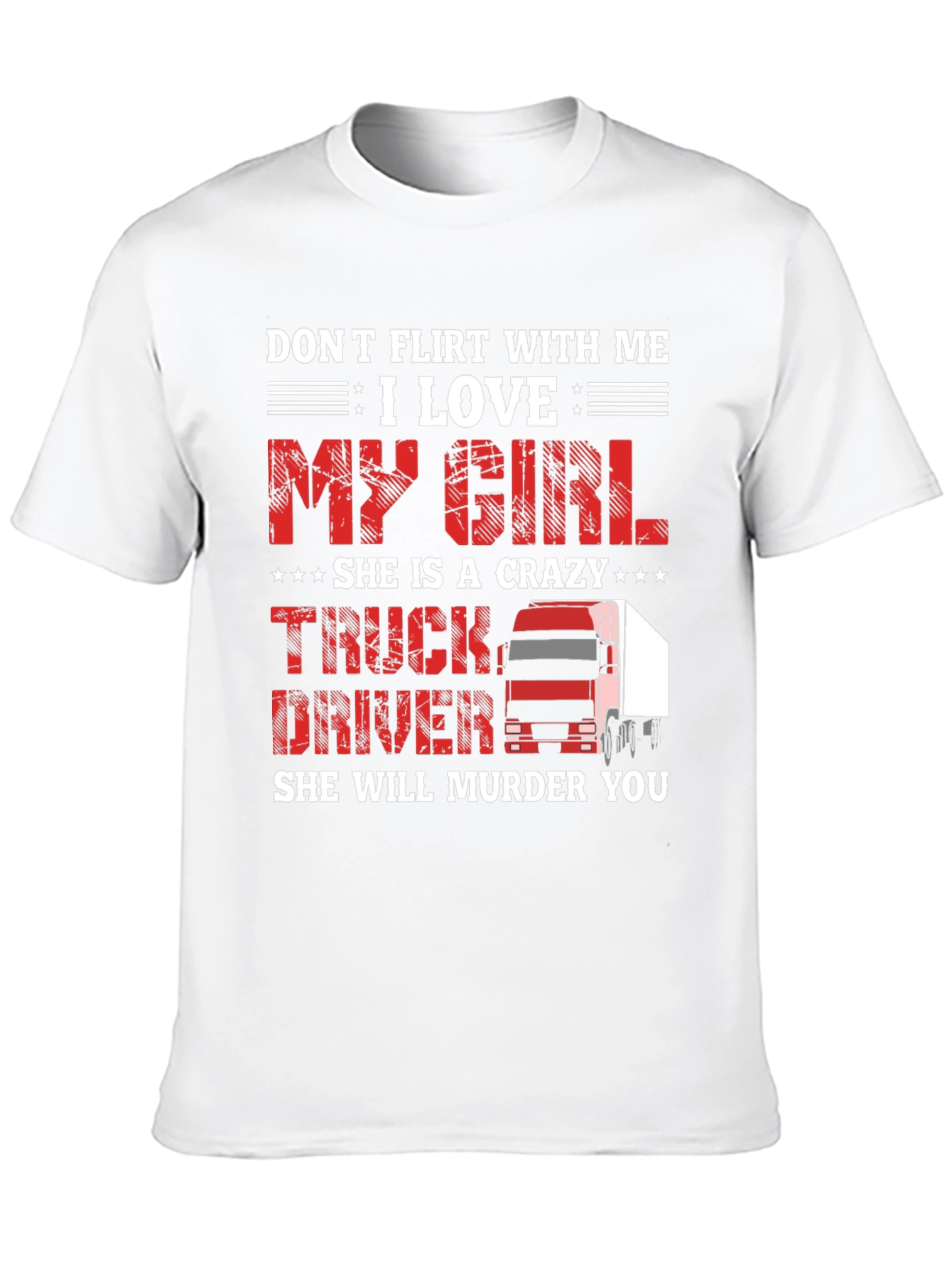 Black Crazy Truck Driver Girl T-Shirt view 10