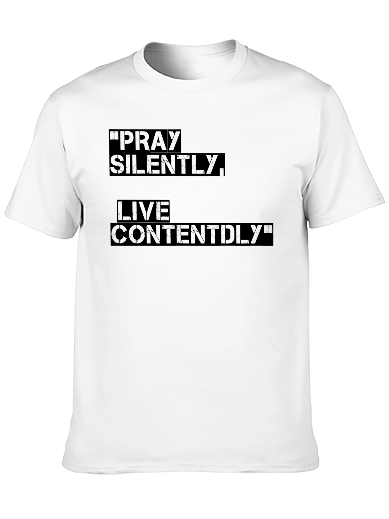 Black Pray Silently Live Contentedly Graphic T-Shirt view 10
