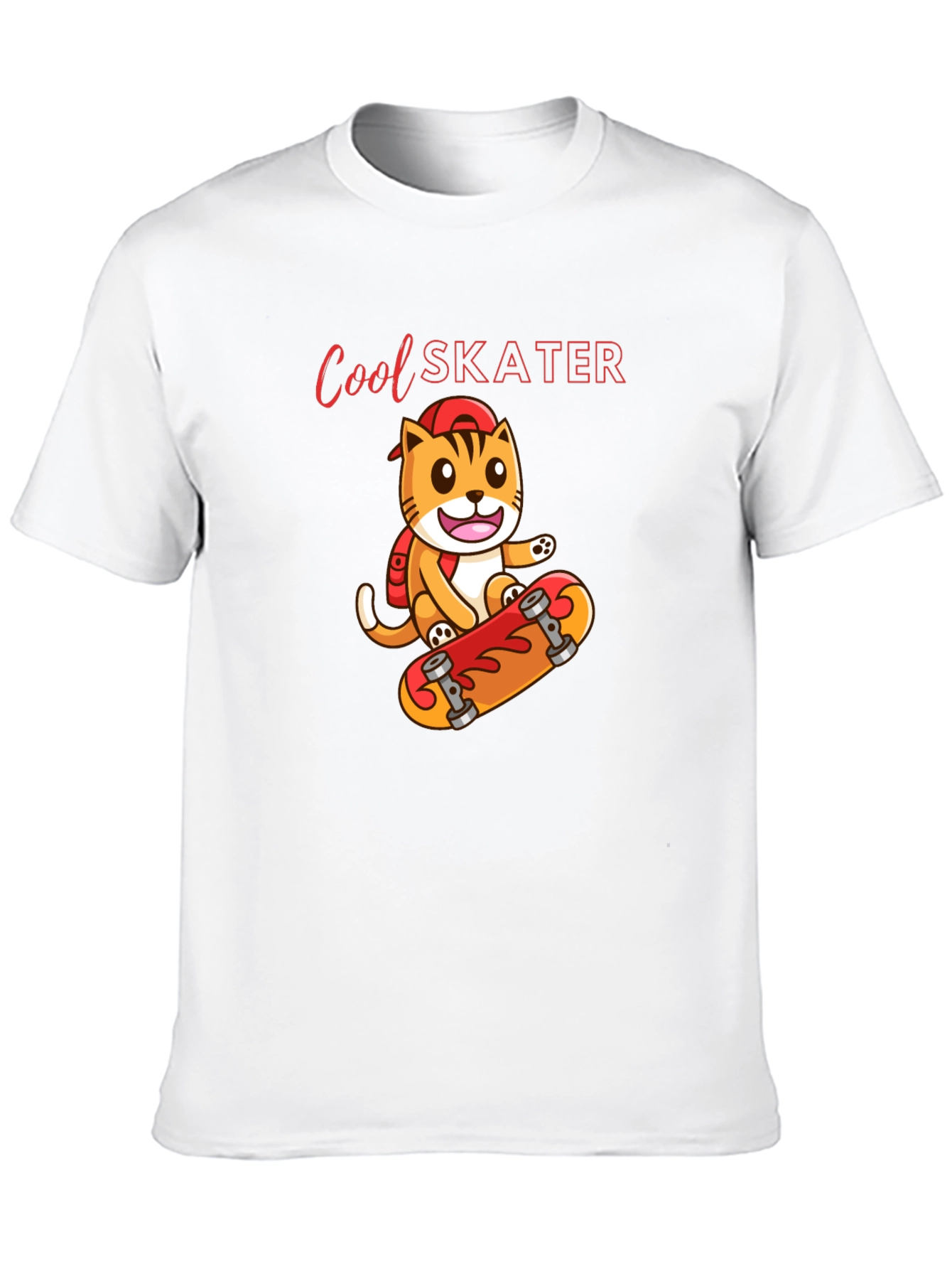Black Cool Skater Cat Graphic Tee - Black Cotton T-Shirt view 10