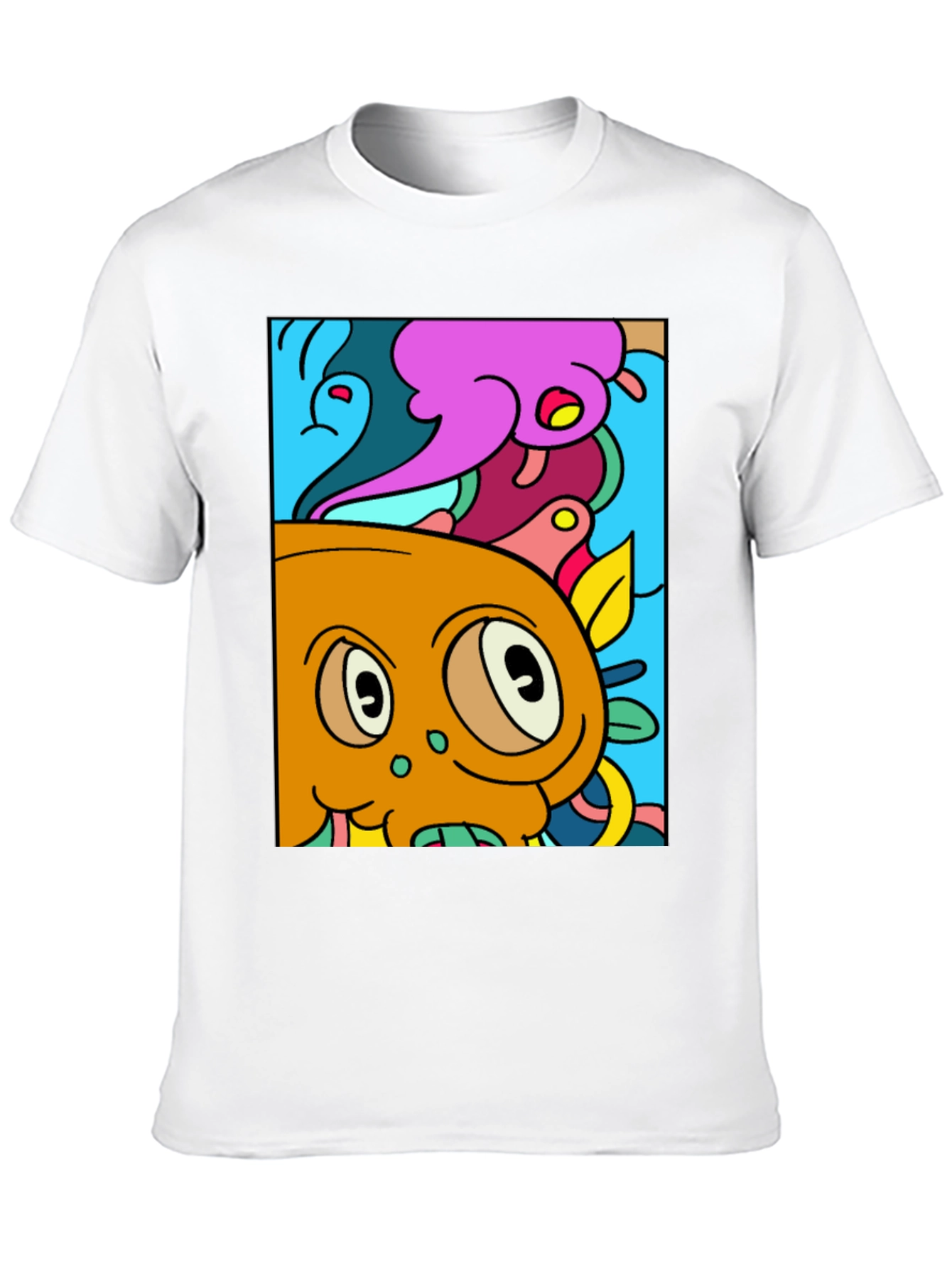 Black Cartoon Graphic Print Crew Neck T-Shirt view 10