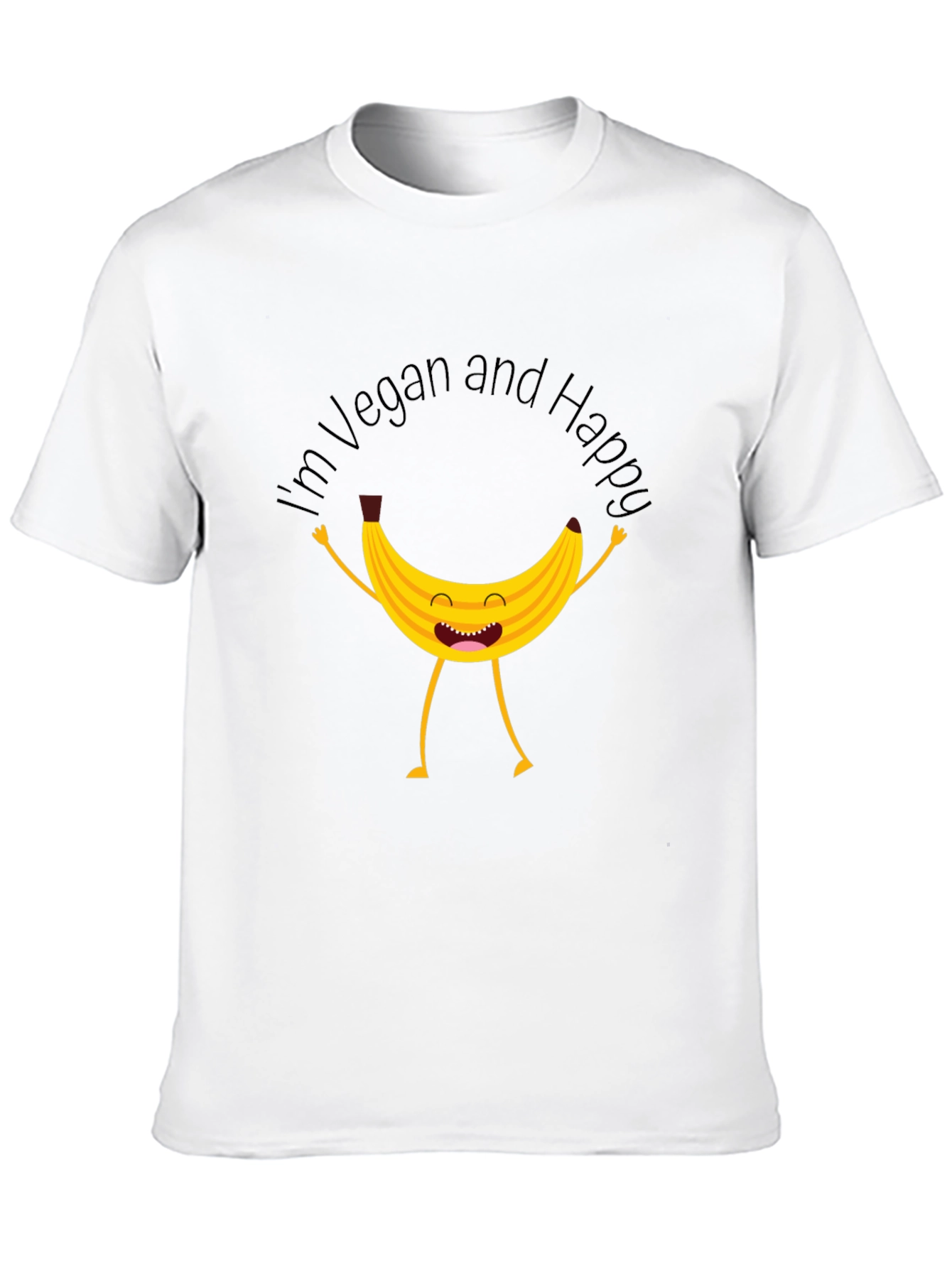 Black Vegan Happy Banana Graphic T-Shirt view 10