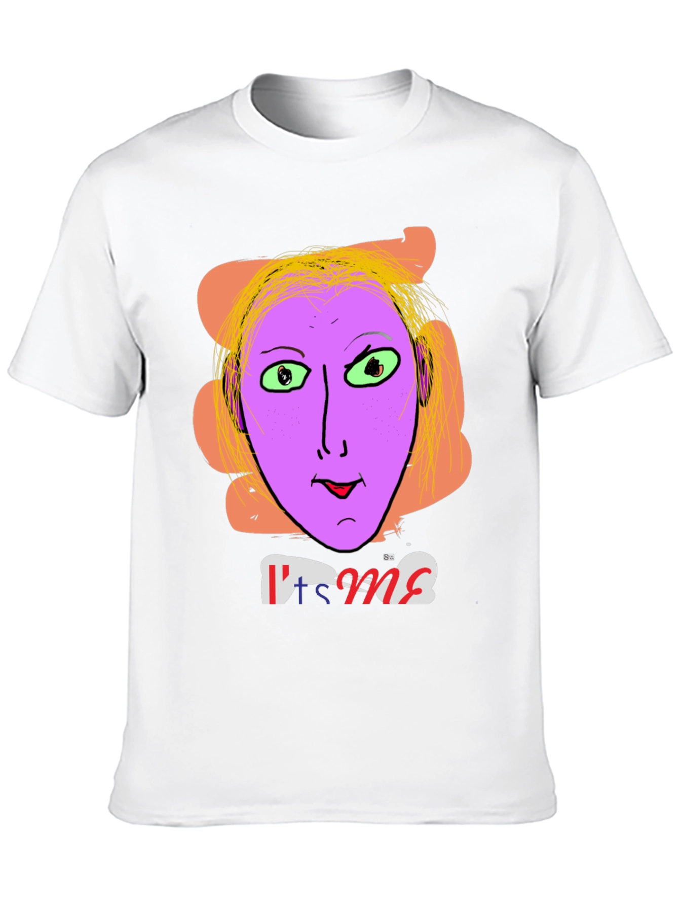 Black Unique Graphic Tee - "It's Me" Funny Purple Face view 10