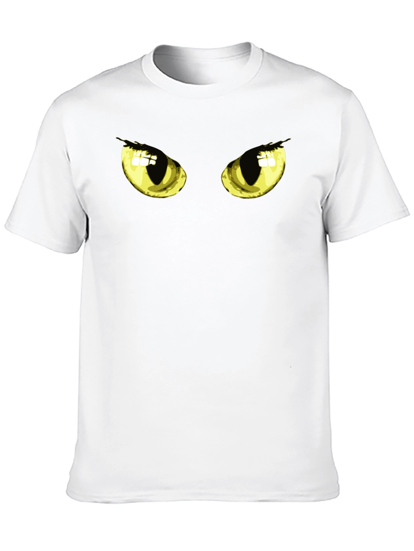 Black Men's Black T-Shirt with Cat Eyes Graphic view 10