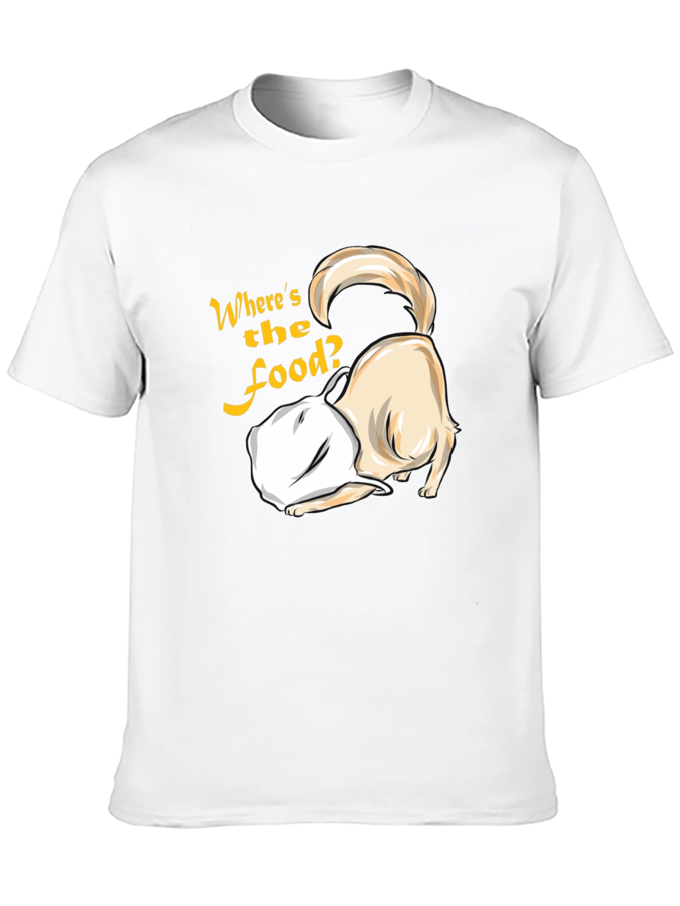 Black Funny Dog 'Where's the Food?' Black T-Shirt view 10