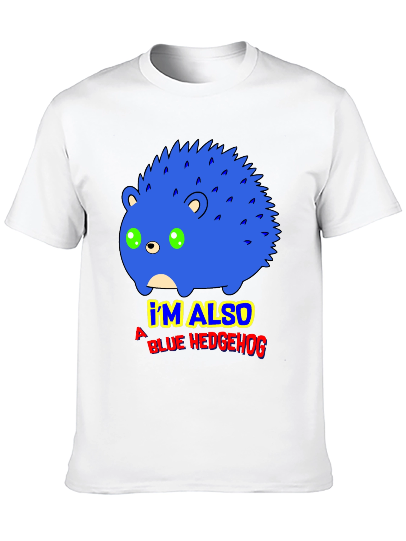 Black Blue Hedgehog Graphic T-Shirt - Funny Cartoon Tee view 10