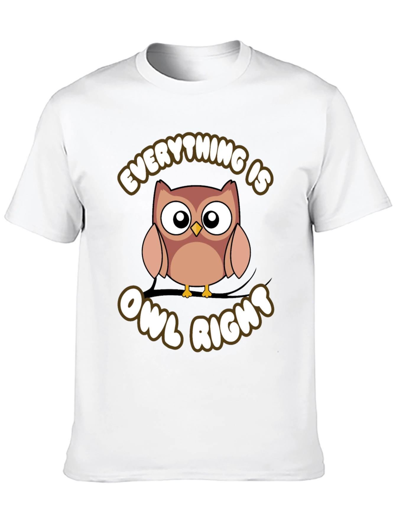 Black Everything Is Owl Right Graphic T-Shirt view 10