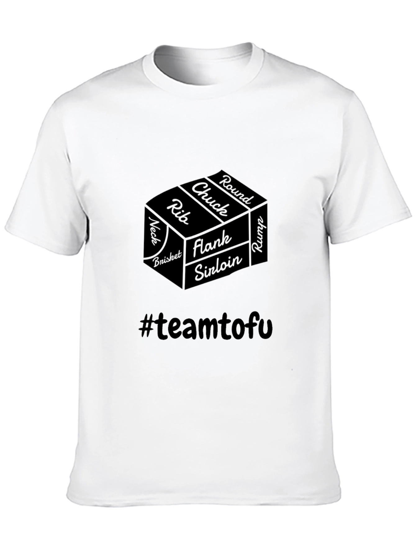 Black Funny Meat Cuts Team Tofu Black T-Shirt view 10
