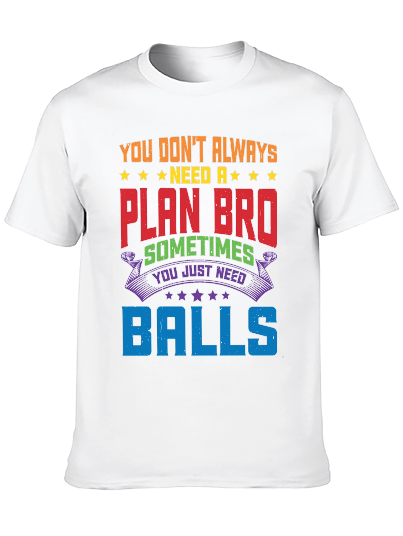 Black Funny Graphic Tee: No Plan, Just Balls! view 10