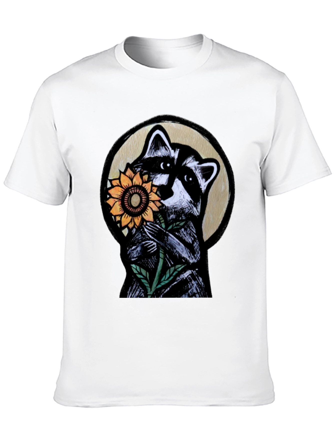 Black Raccoon Sunflower Graphic Tee - Black view 10