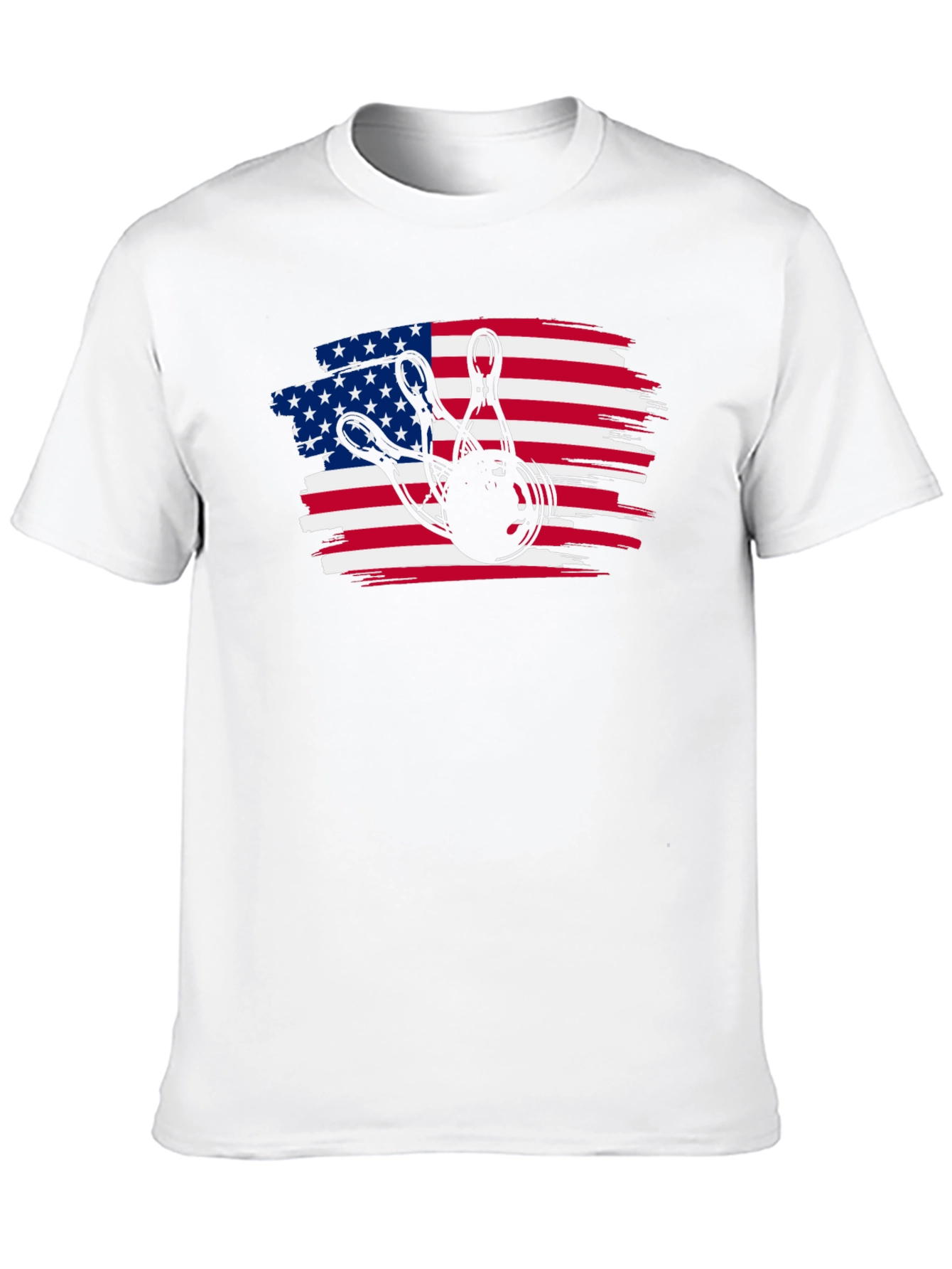 Black American Flag Bowling T-Shirt view 10