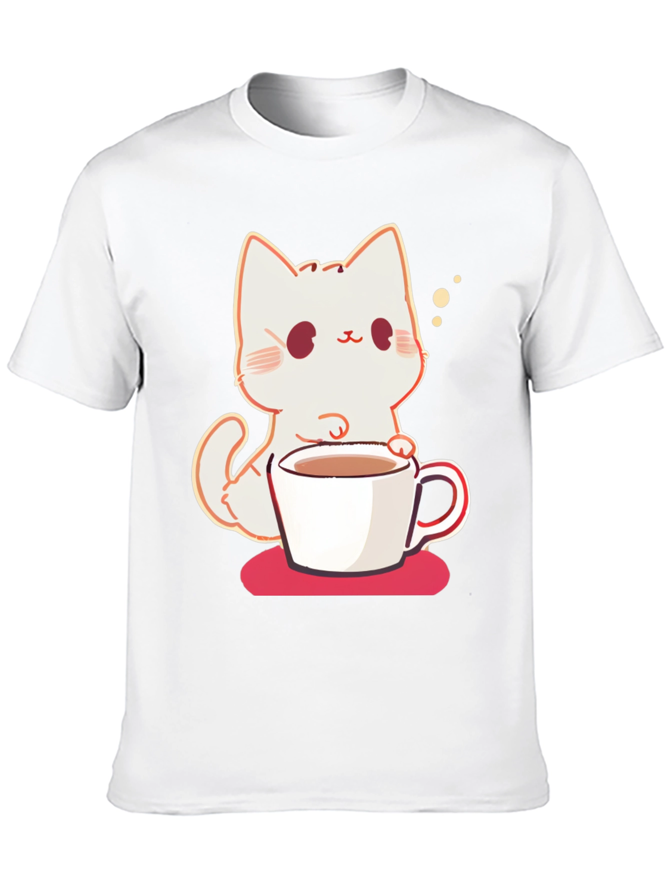 Black Cute Cat with Coffee T-Shirt view 10