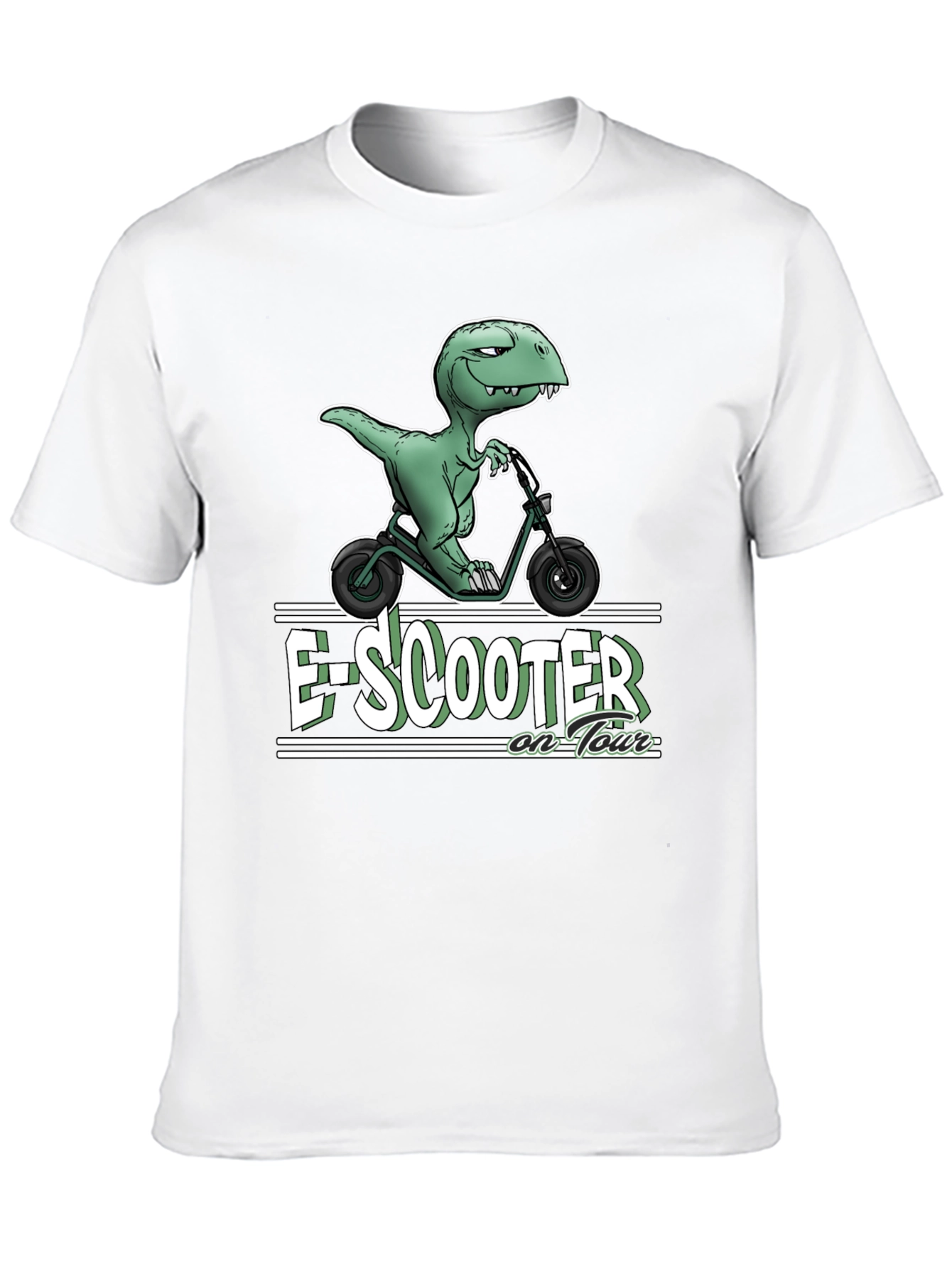 Black E-Scooter Dinosaur T-Shirt - On Tour view 10
