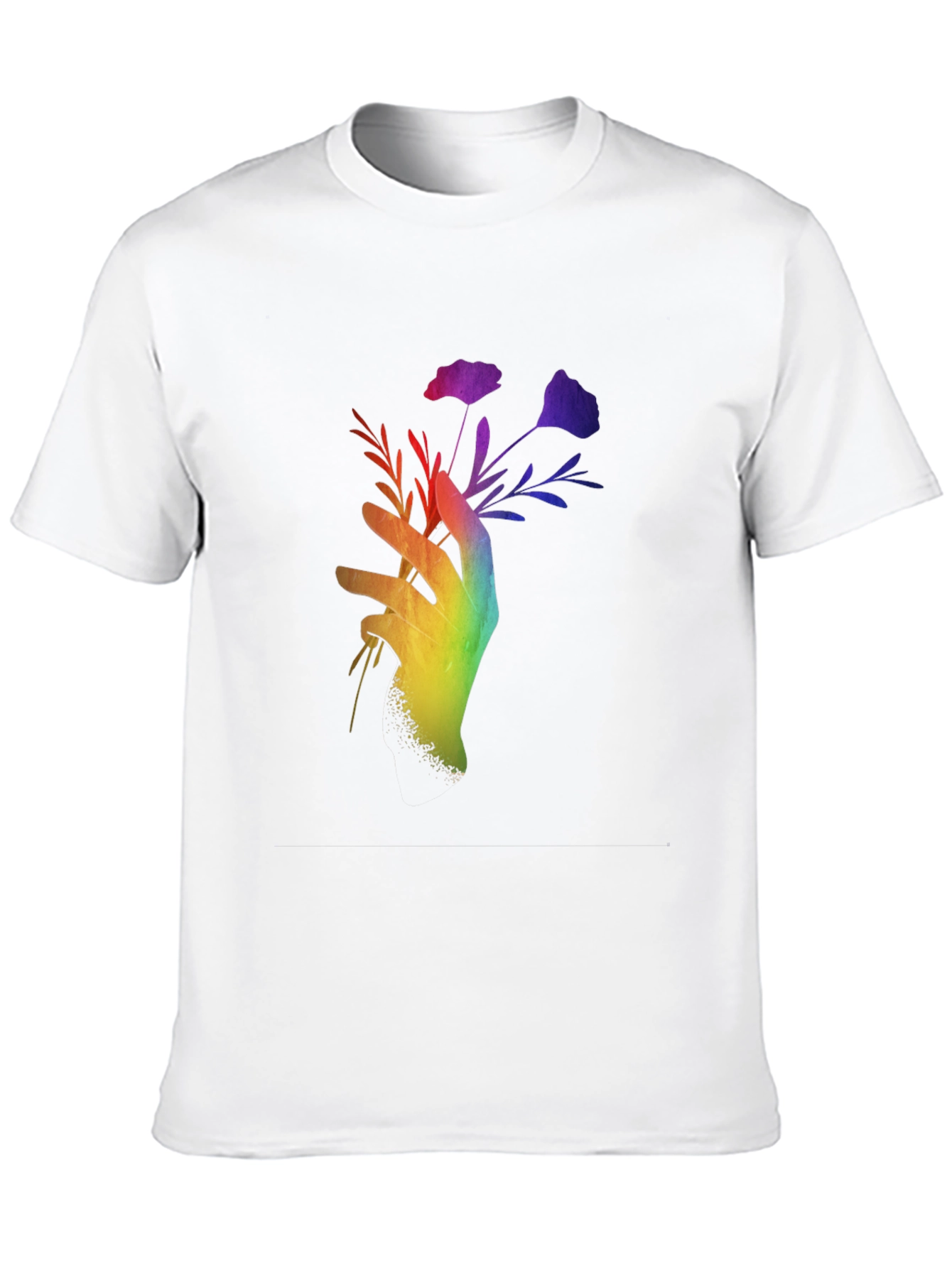 Black Rainbow Hand Holding Flowers Black T-Shirt view 10