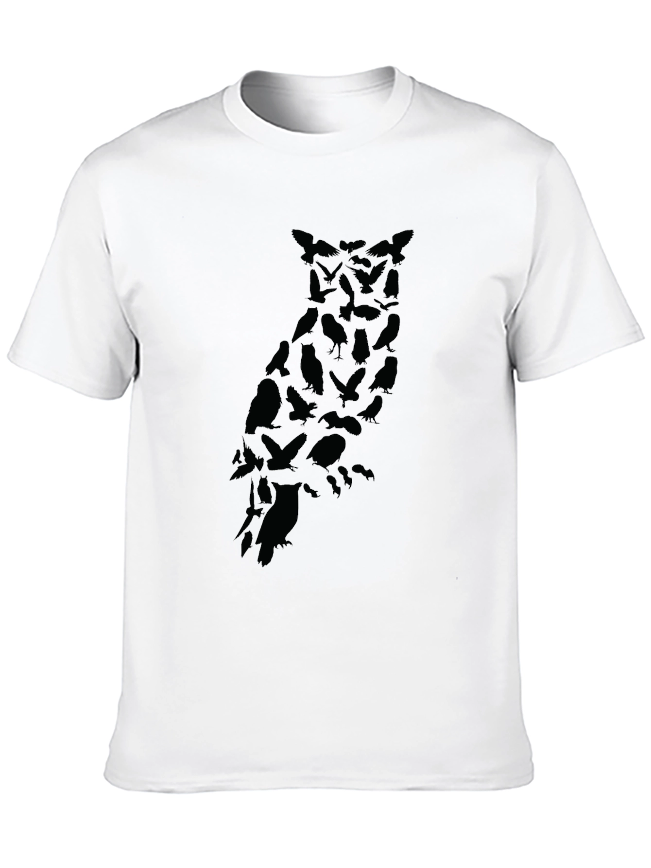 Black Men's Owl Silhouette Graphic Black T-Shirt view 10