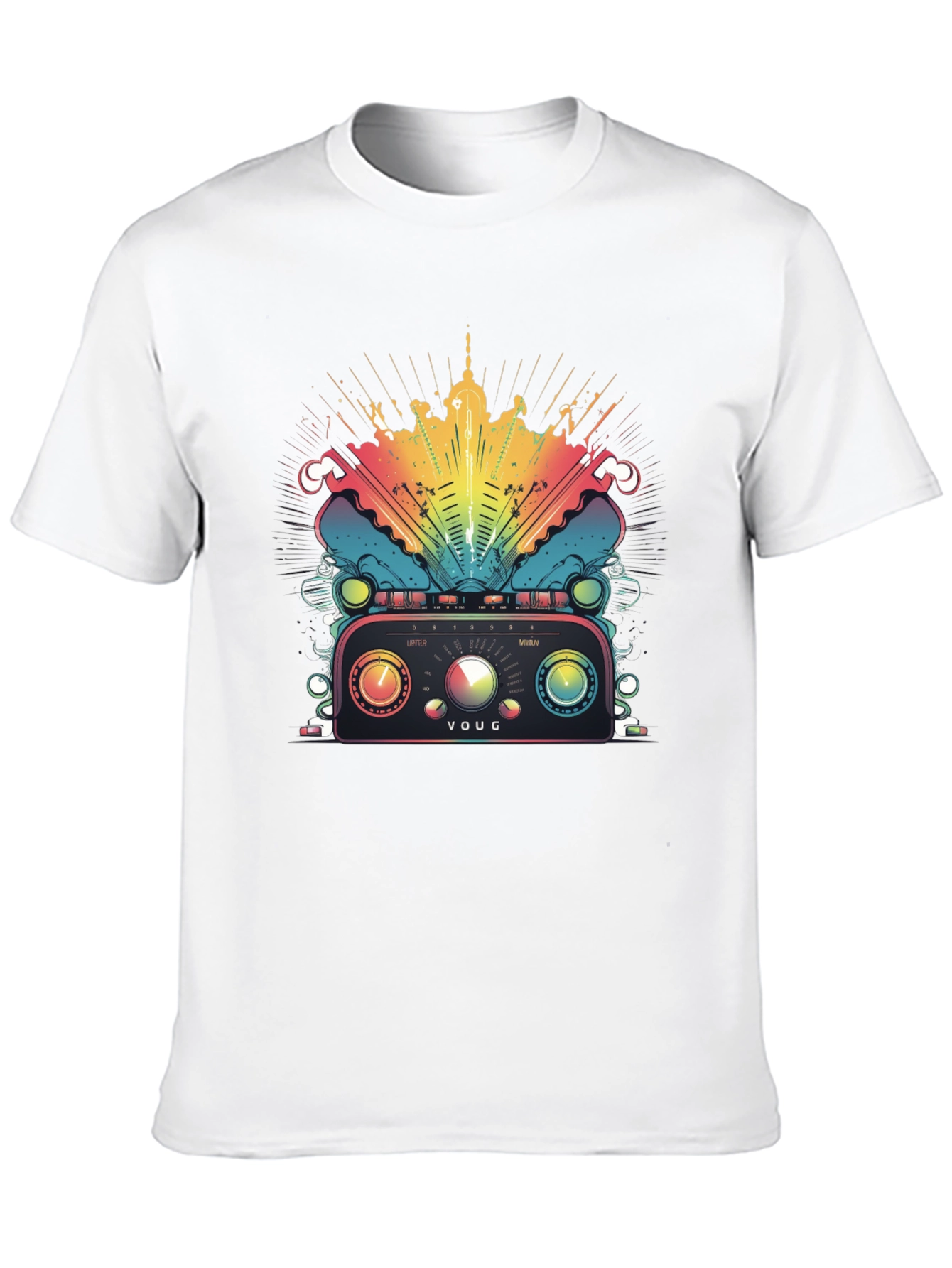 Black Retro Radio T-Shirt - Colorful Graphic Tee view 10