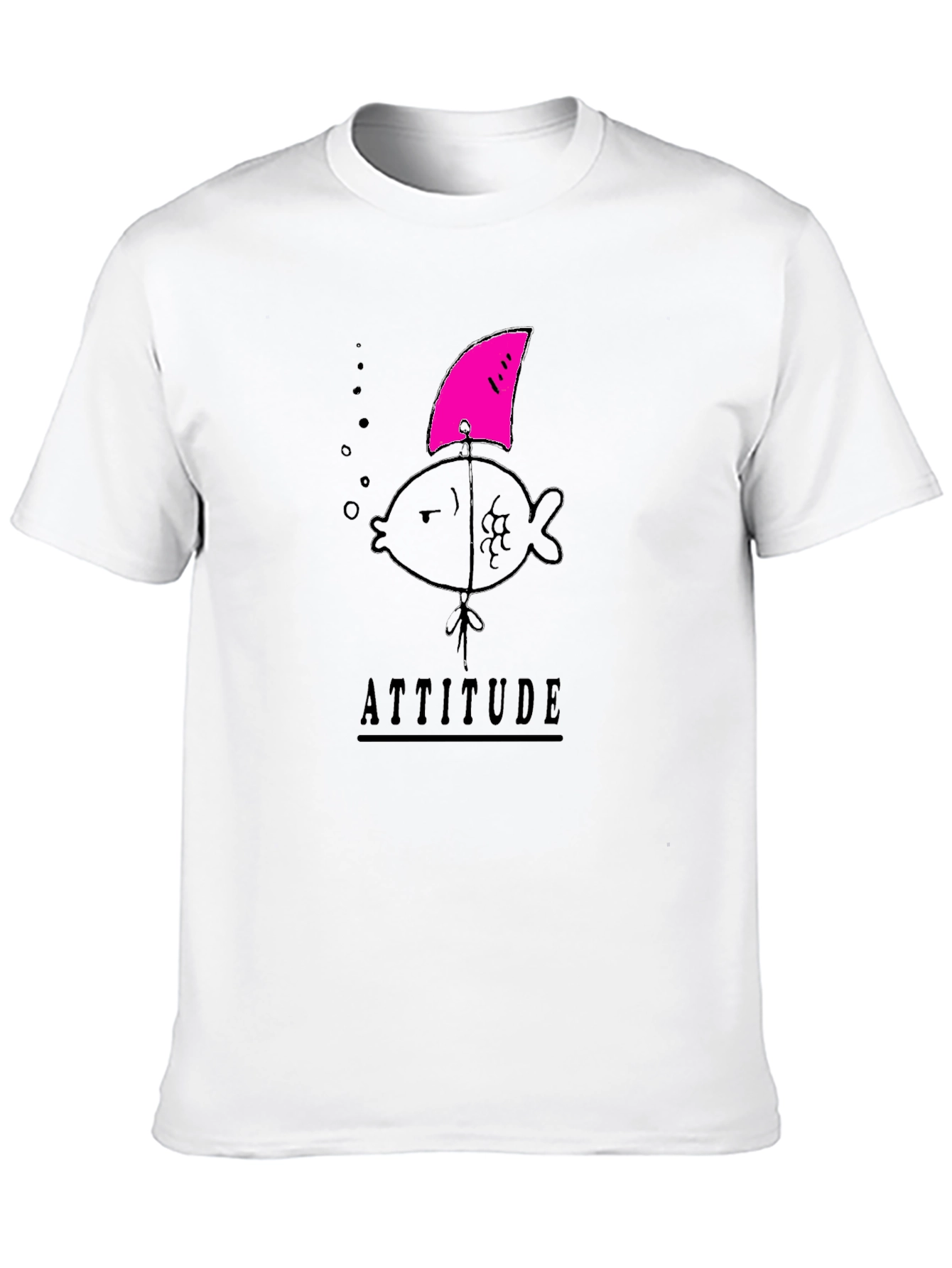 Black Attitude Fish Tee - Shark Fin Humor view 10