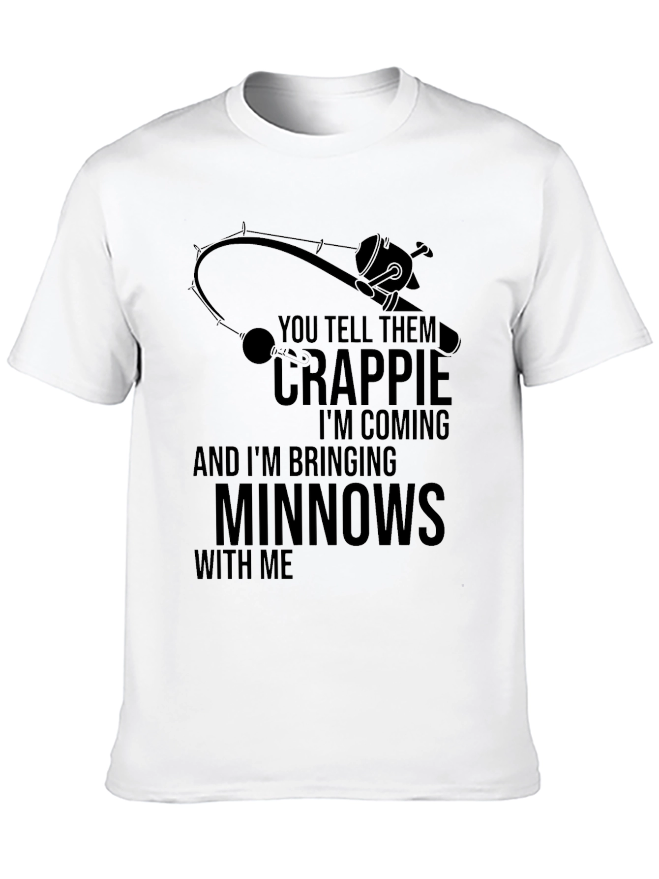 Black Crappie Fishing T-Shirt - Minnows & Rod Graphic view 10