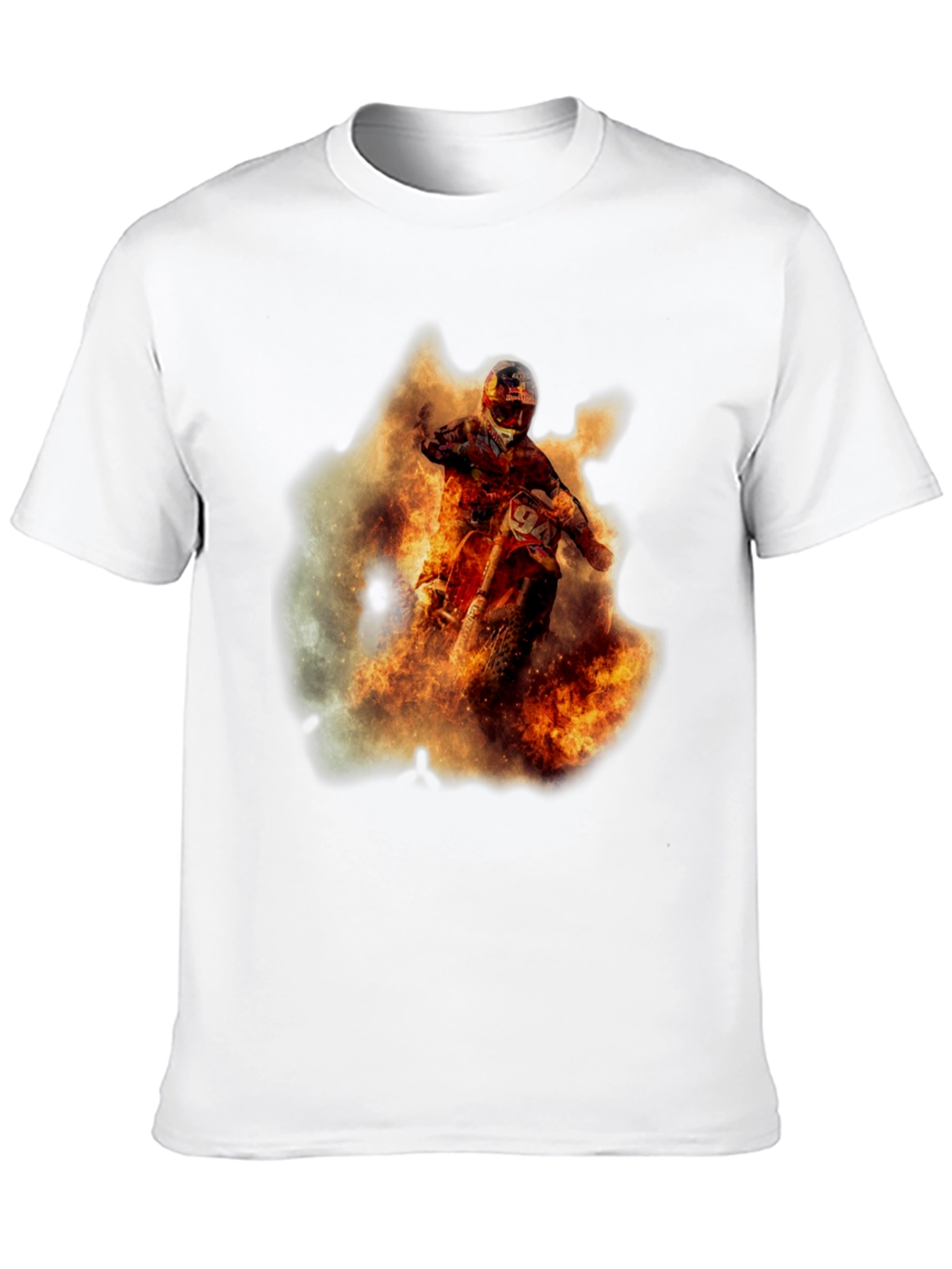 Black Fiery Motocross Rider Graphic Tee view 10
