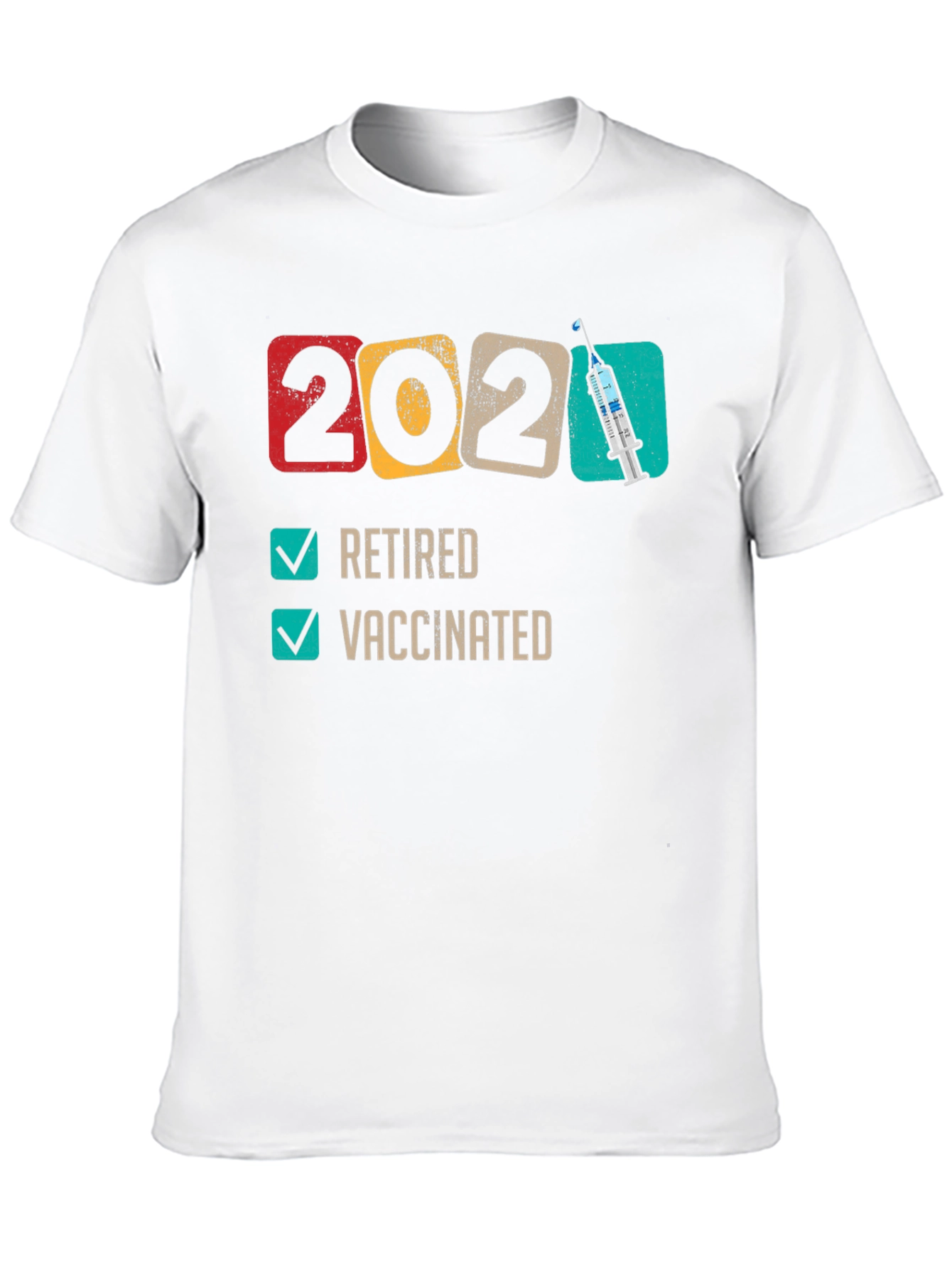 Black Retired & Vaccinated 2021 T-Shirt view 10