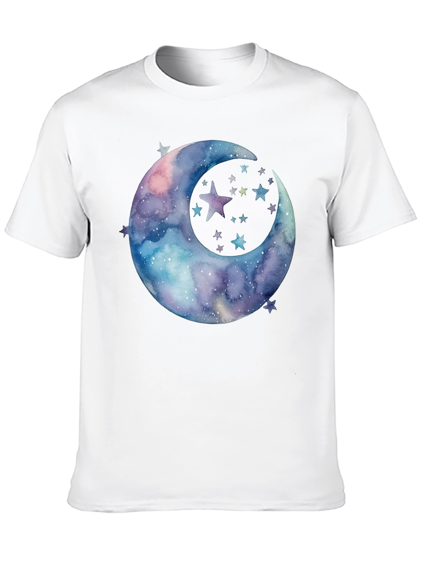 Black Watercolor Moon & Stars Graphic Tee - Black Cotton view 10