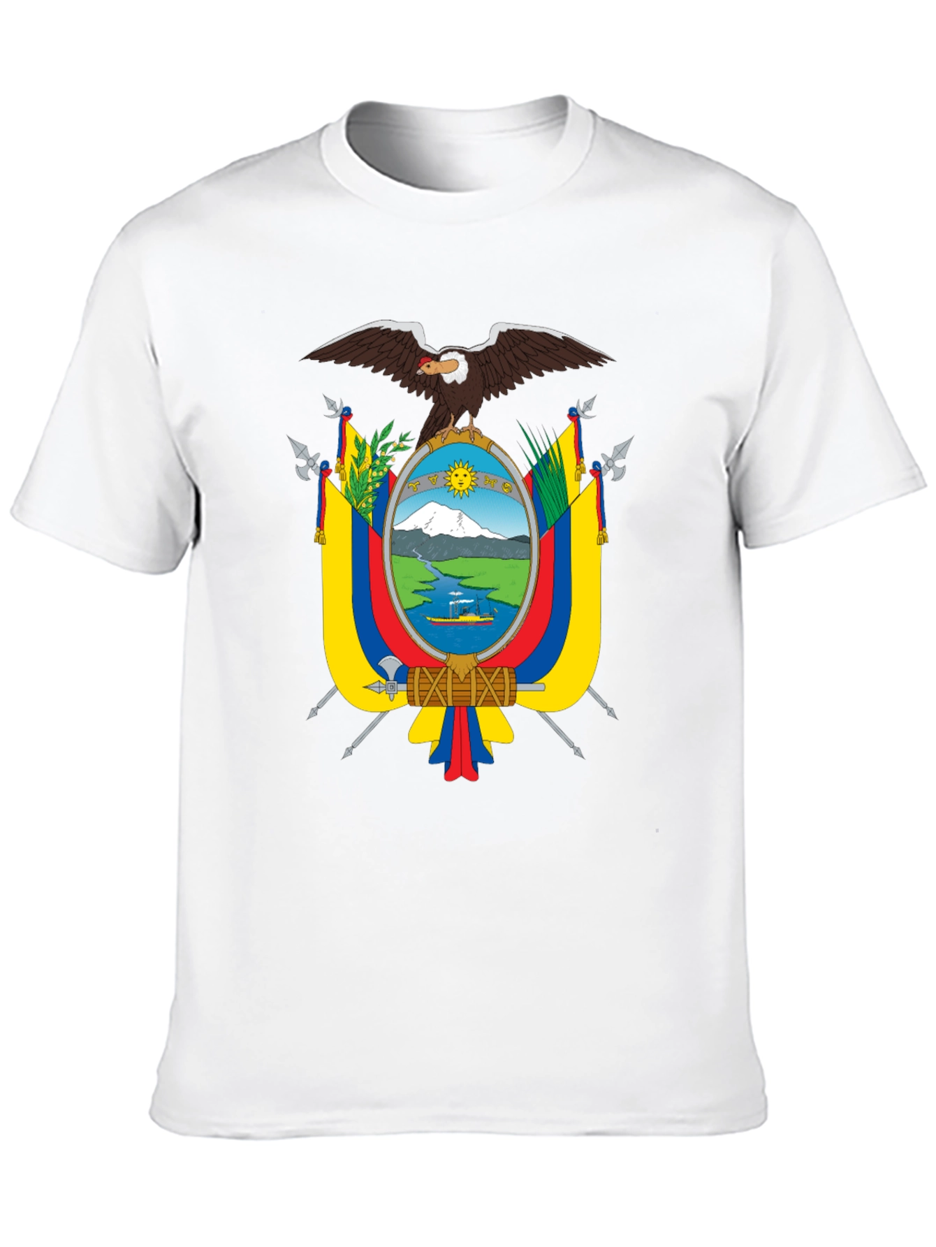 Black Ecuador Flag Eagle Crest Black T-Shirt view 10