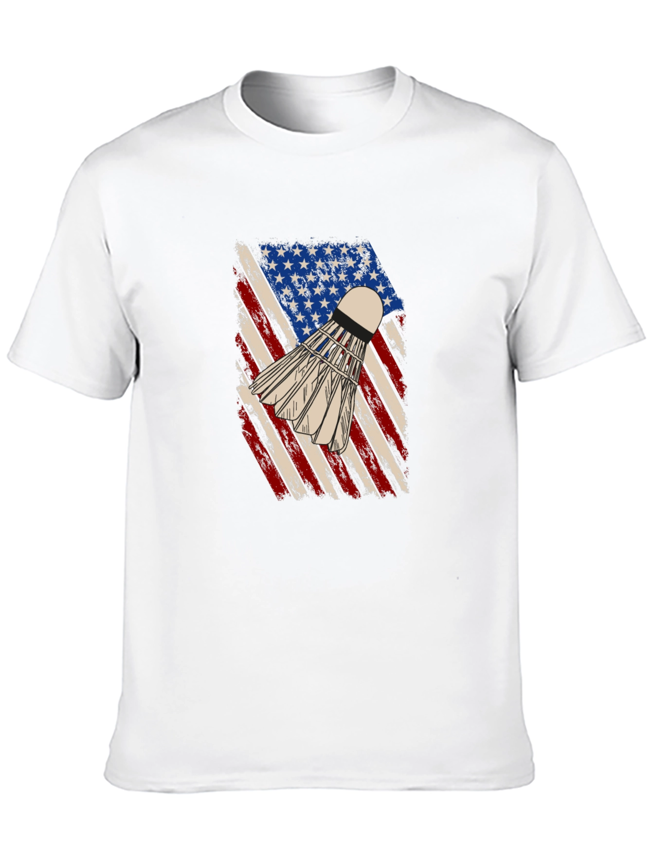 Black Patriotic Badminton T-Shirt - USA Flag Shuttlecock Design view 10