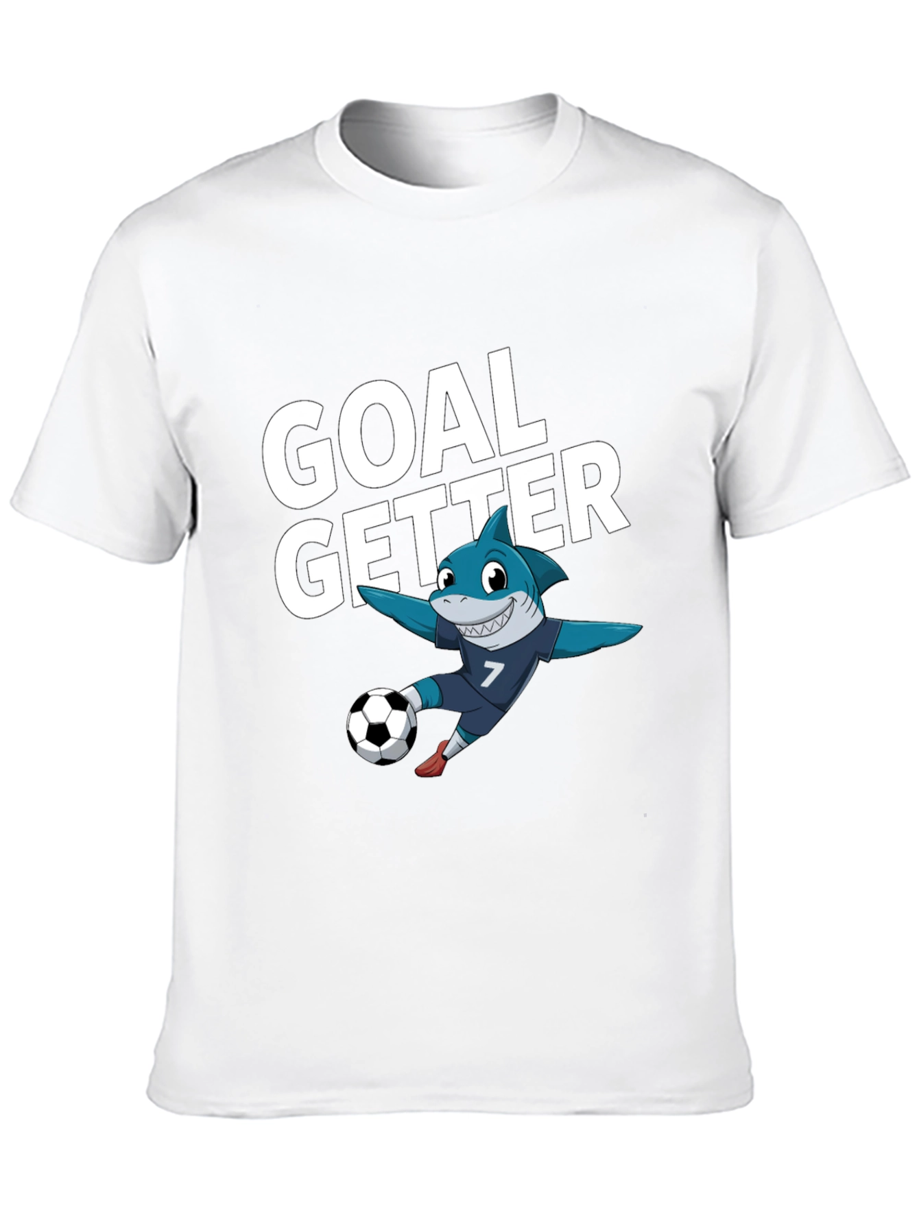 Black Goal Getter Shark Soccer T-Shirt view 10