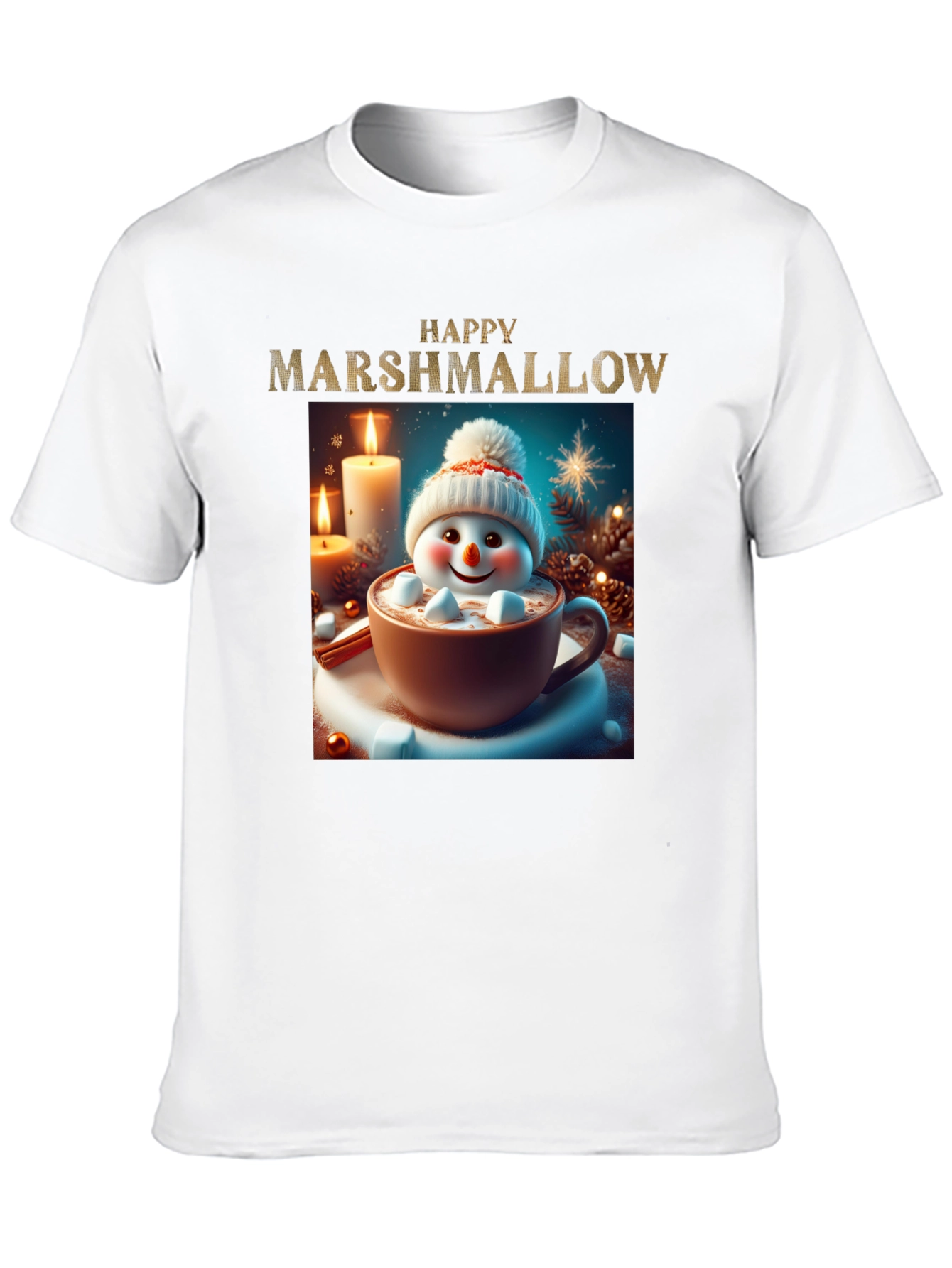 Black Happy Marshmallow Graphic Tee - Winter Holiday Comfort view 10