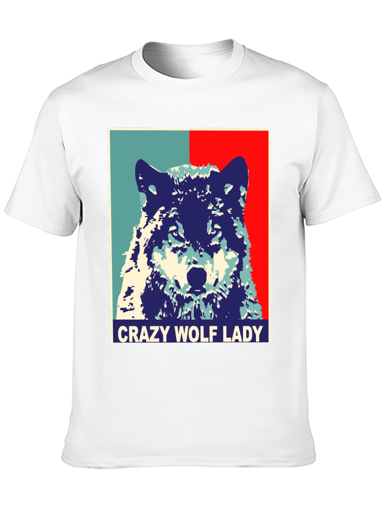 Crazy Wolf Lady Graphic Tee - Unisex Novelty T-Shirt - 10