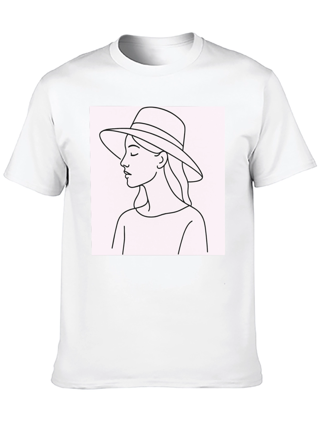 Black Minimalist Woman in Hat T-Shirt - Stylish Black Tee view 10