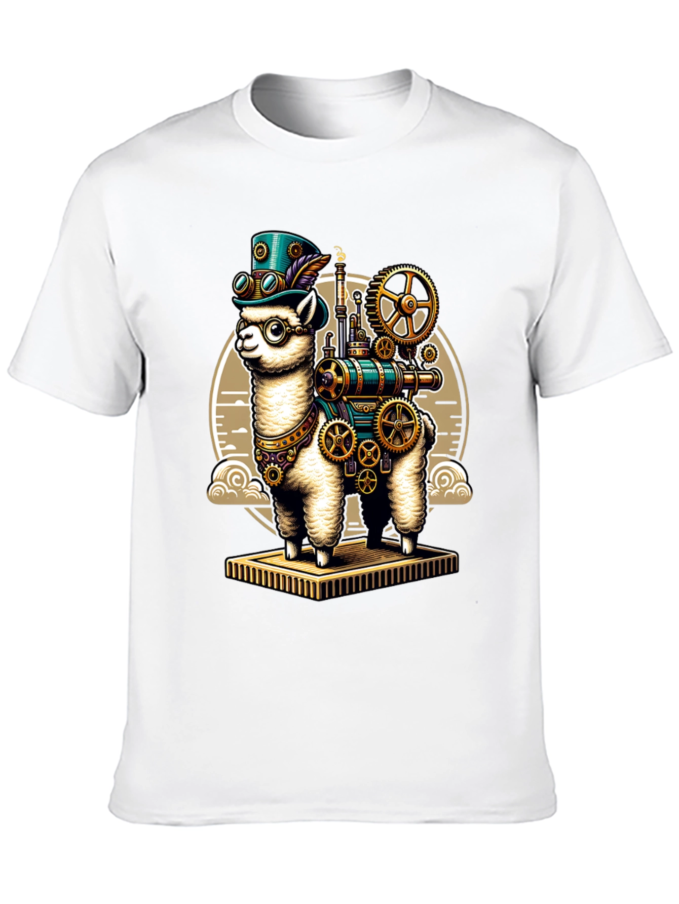 Black Steampunk Llama T-Shirt: Gear Up Your Style! view 10