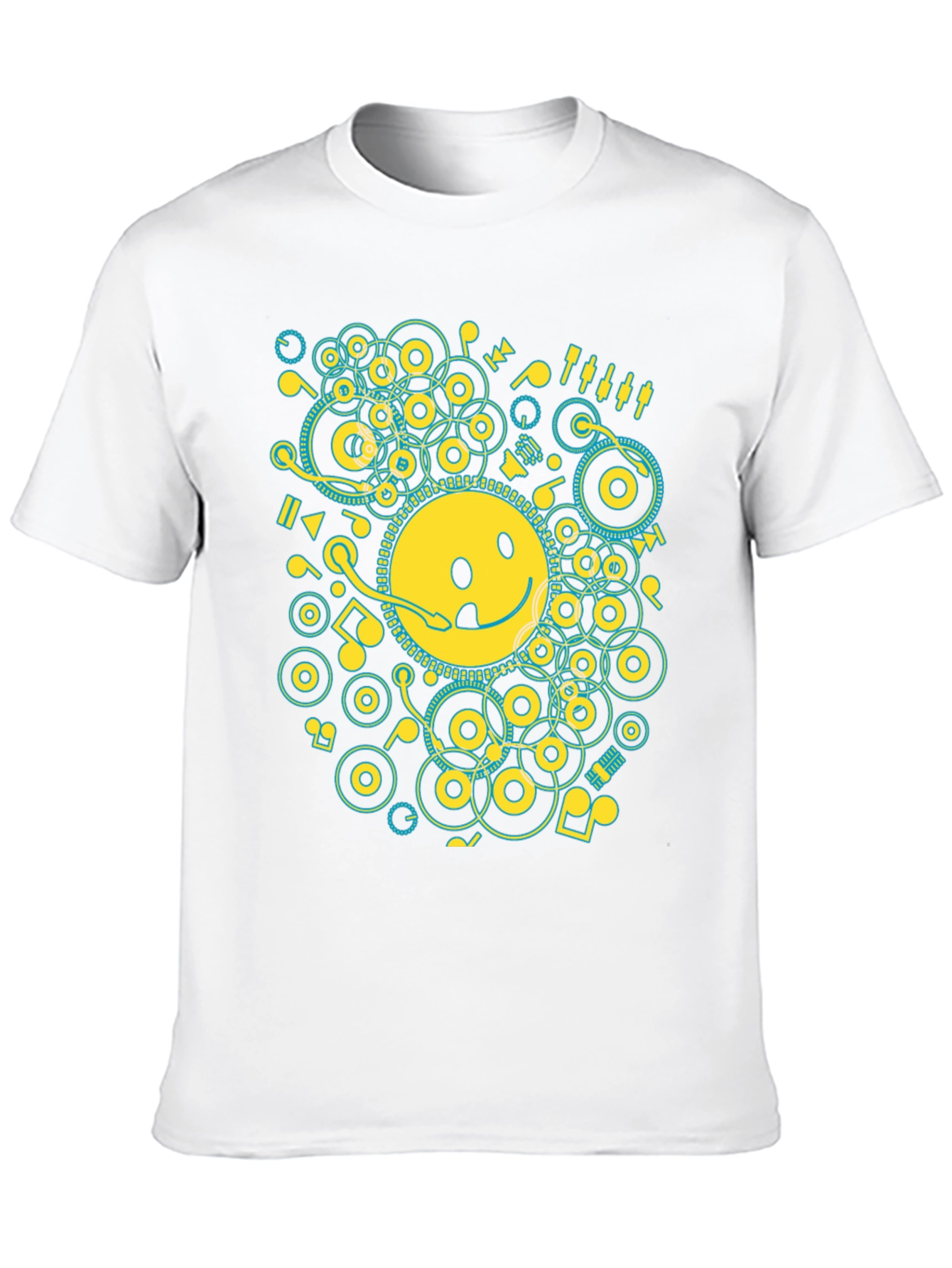 Black Smiley Face Music Graphic T-Shirt - Casual Black Tee view 10