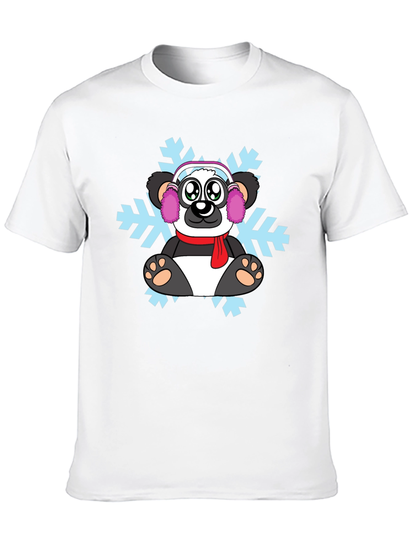 Black Winter Panda Graphic T-Shirt - Cozy Style view 10