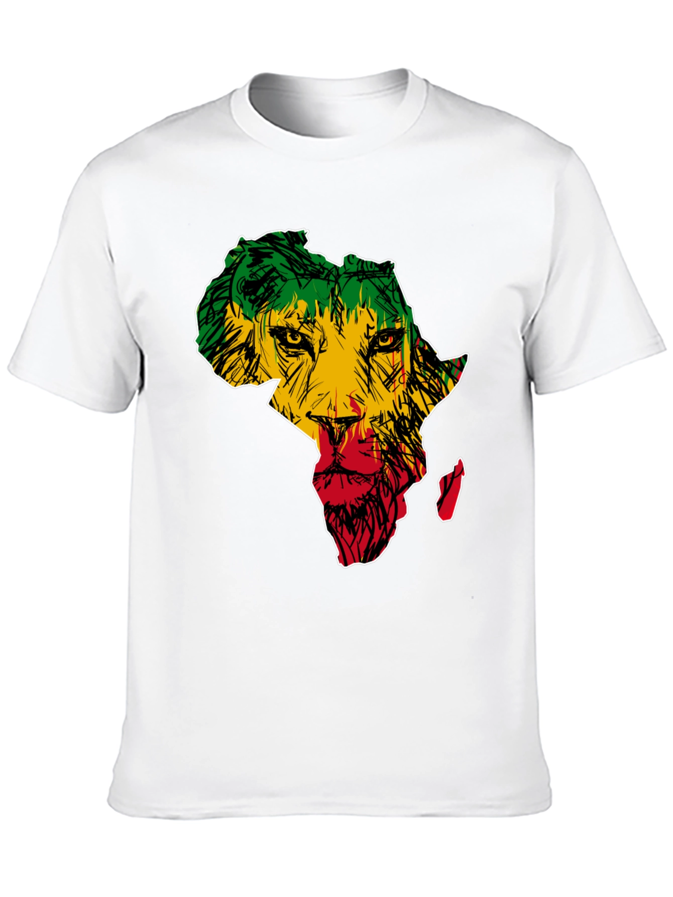 Black Africa Lion Print T-Shirt - Men's Black Tee view 10