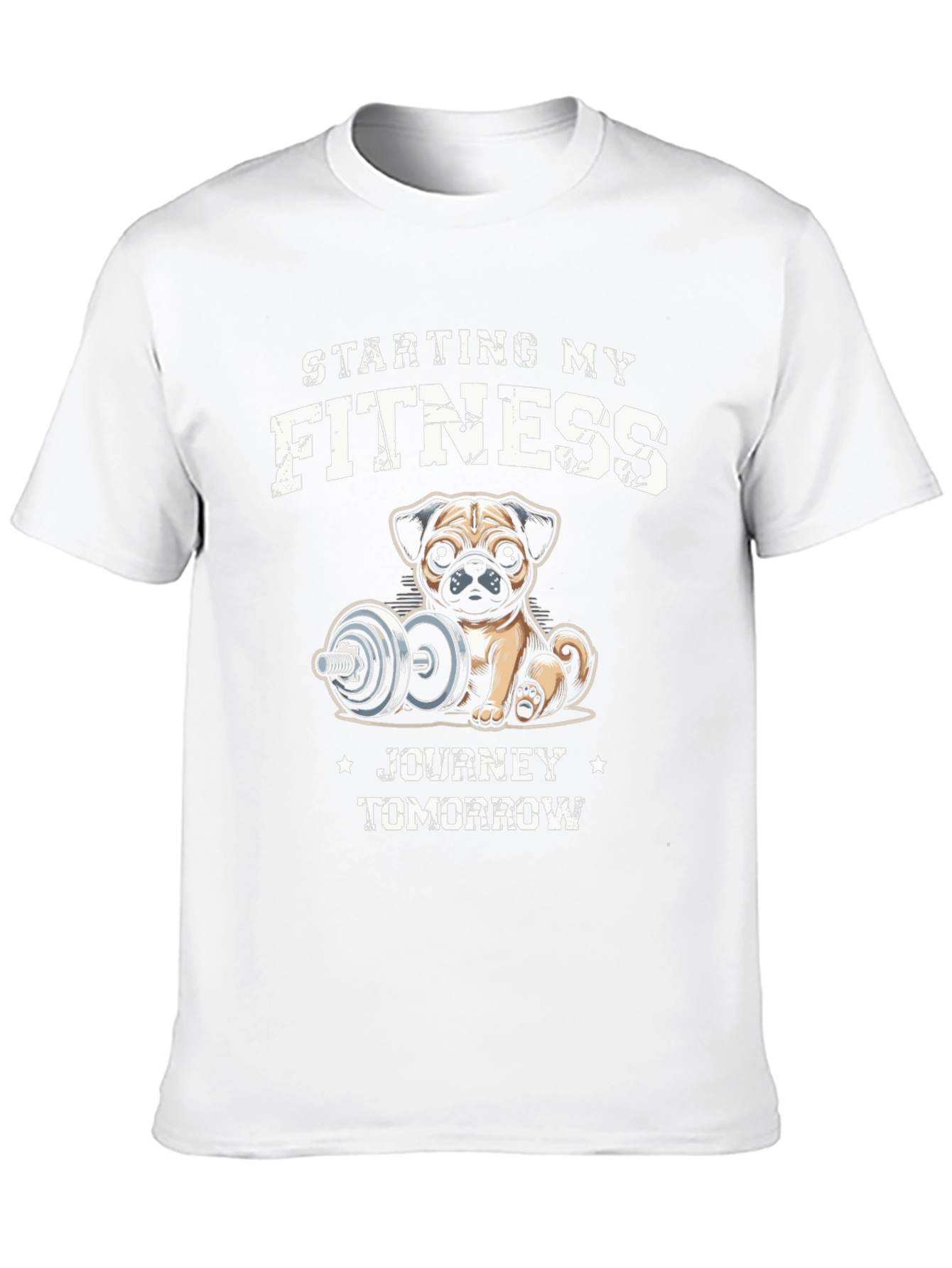 Black Funny Pug Fitness T-Shirt: Starting My Journey Tomorrow view 10