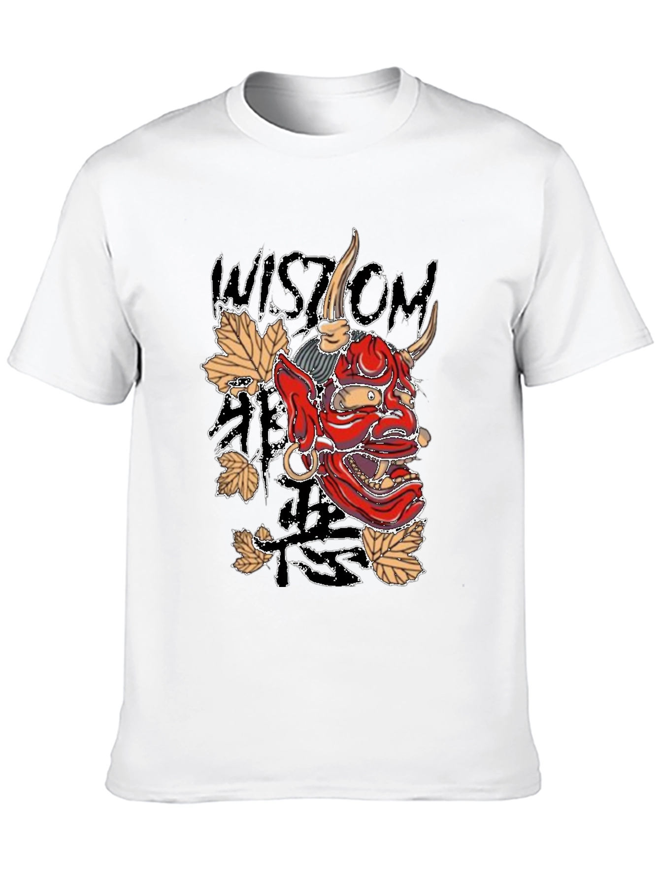 Black Men's Black Wisdom Oni Mask Graphic T-Shirt view 10