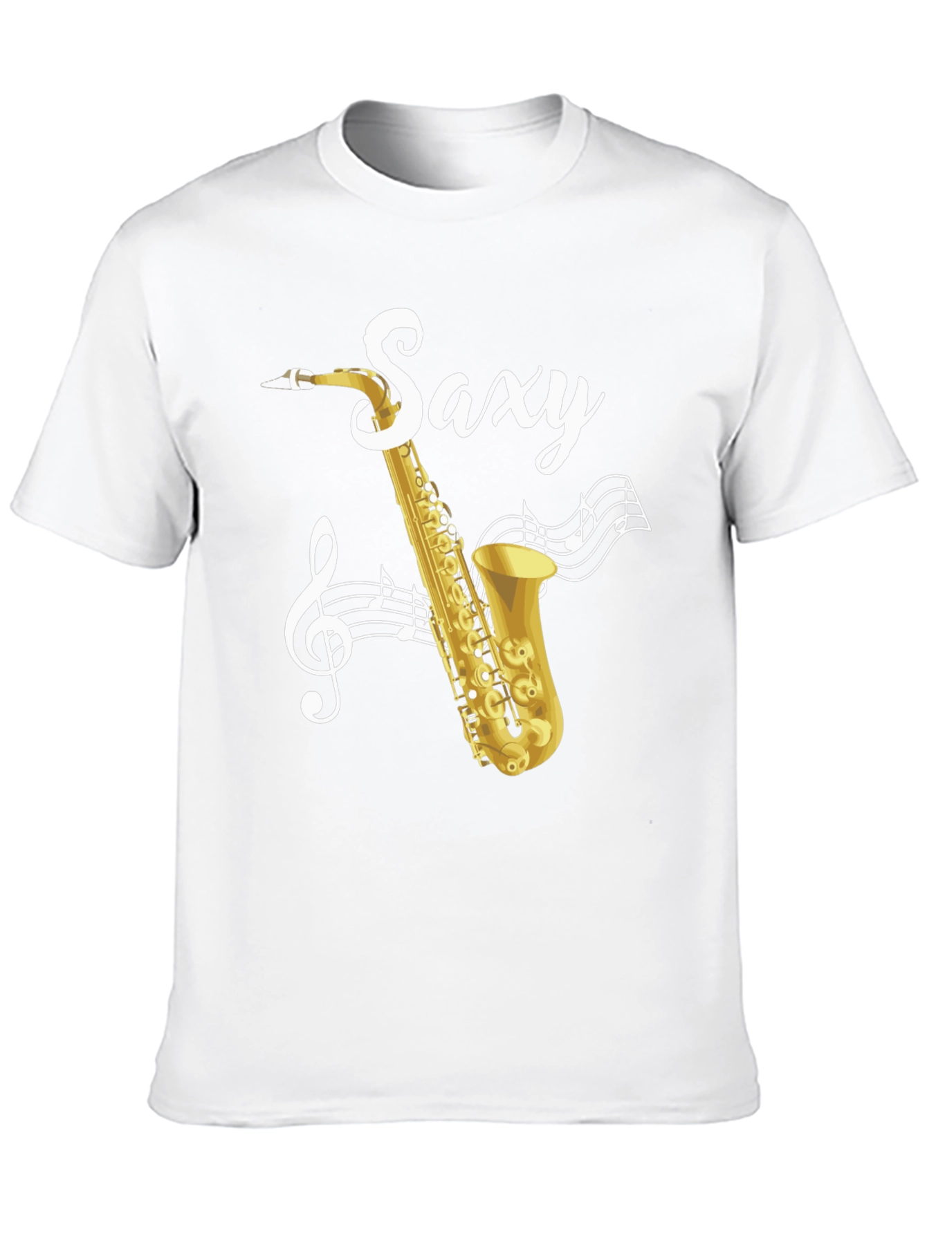 Black Saxy Saxophone Music Notes Graphic T-Shirt view 10