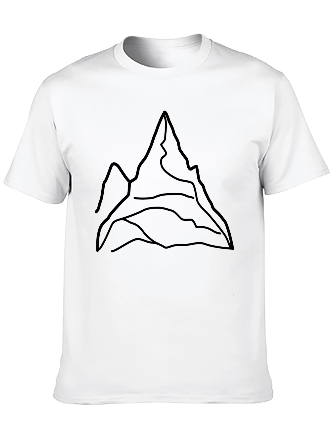 Black Minimalist Mountain Line Art Black T-Shirt view 10