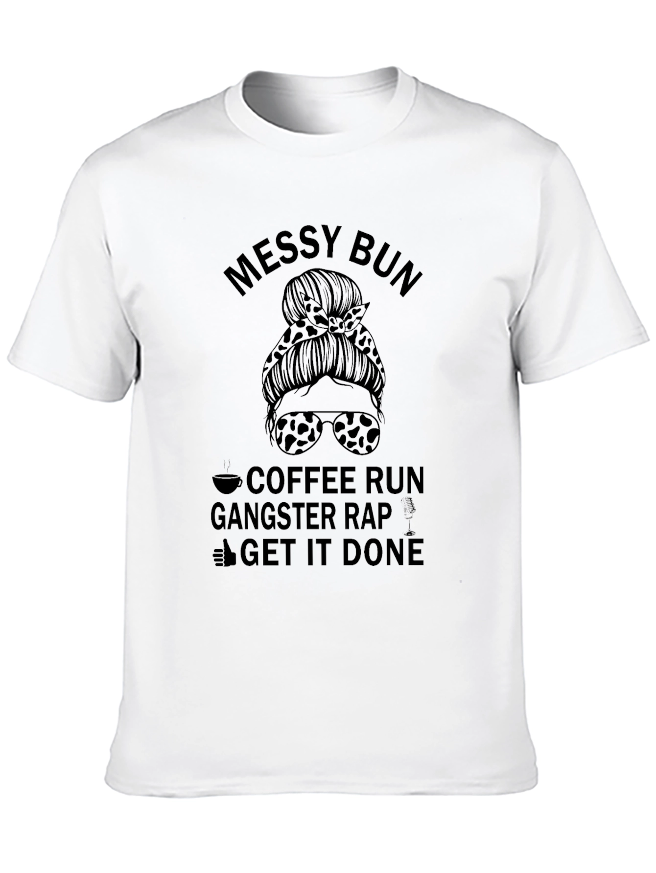 Black Messy Bun Coffee Run Gangster Rap Graphic Tee view 10