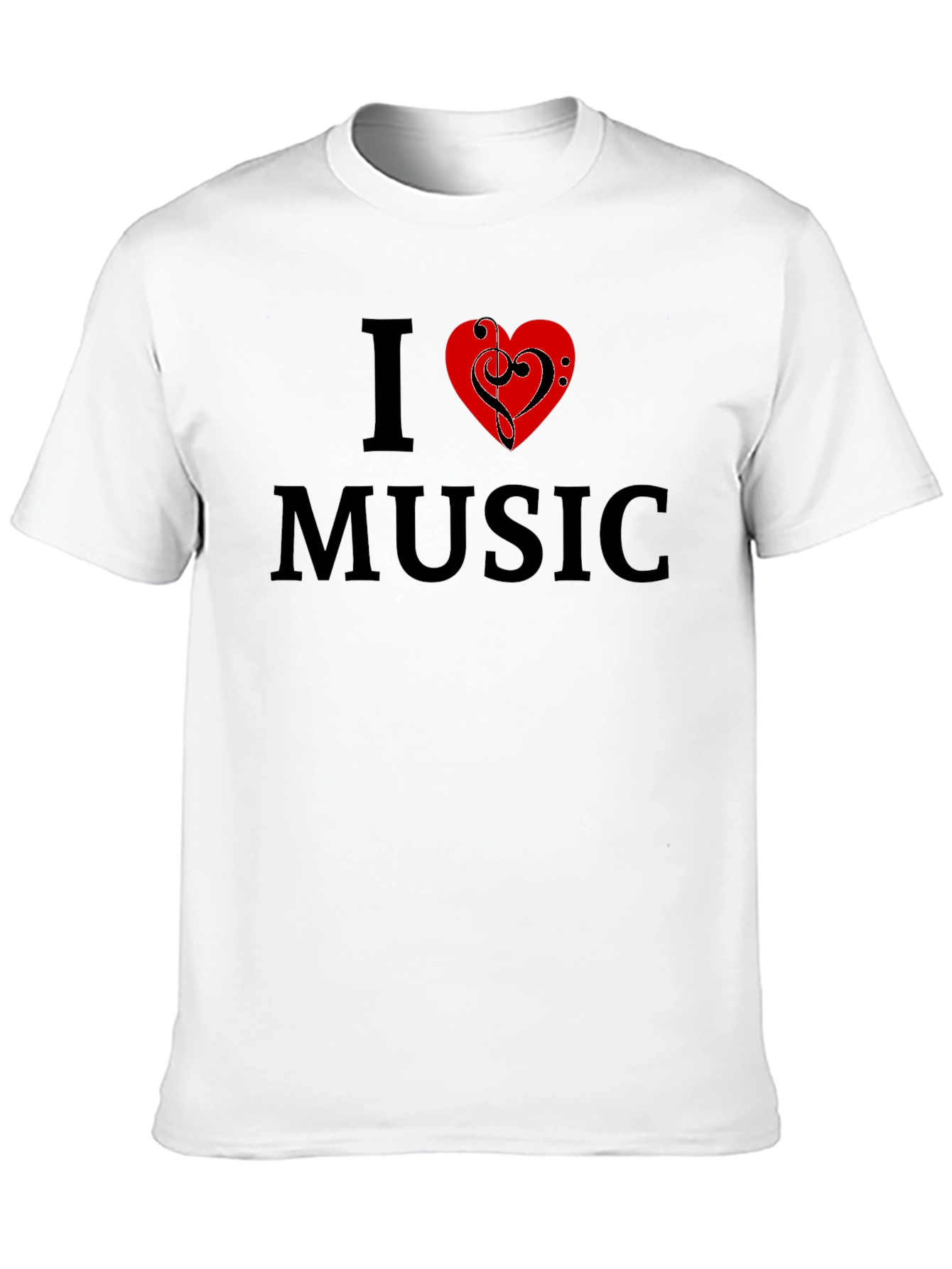 Black I Love Music Graphic Tee - Black Cotton T-Shirt view 10