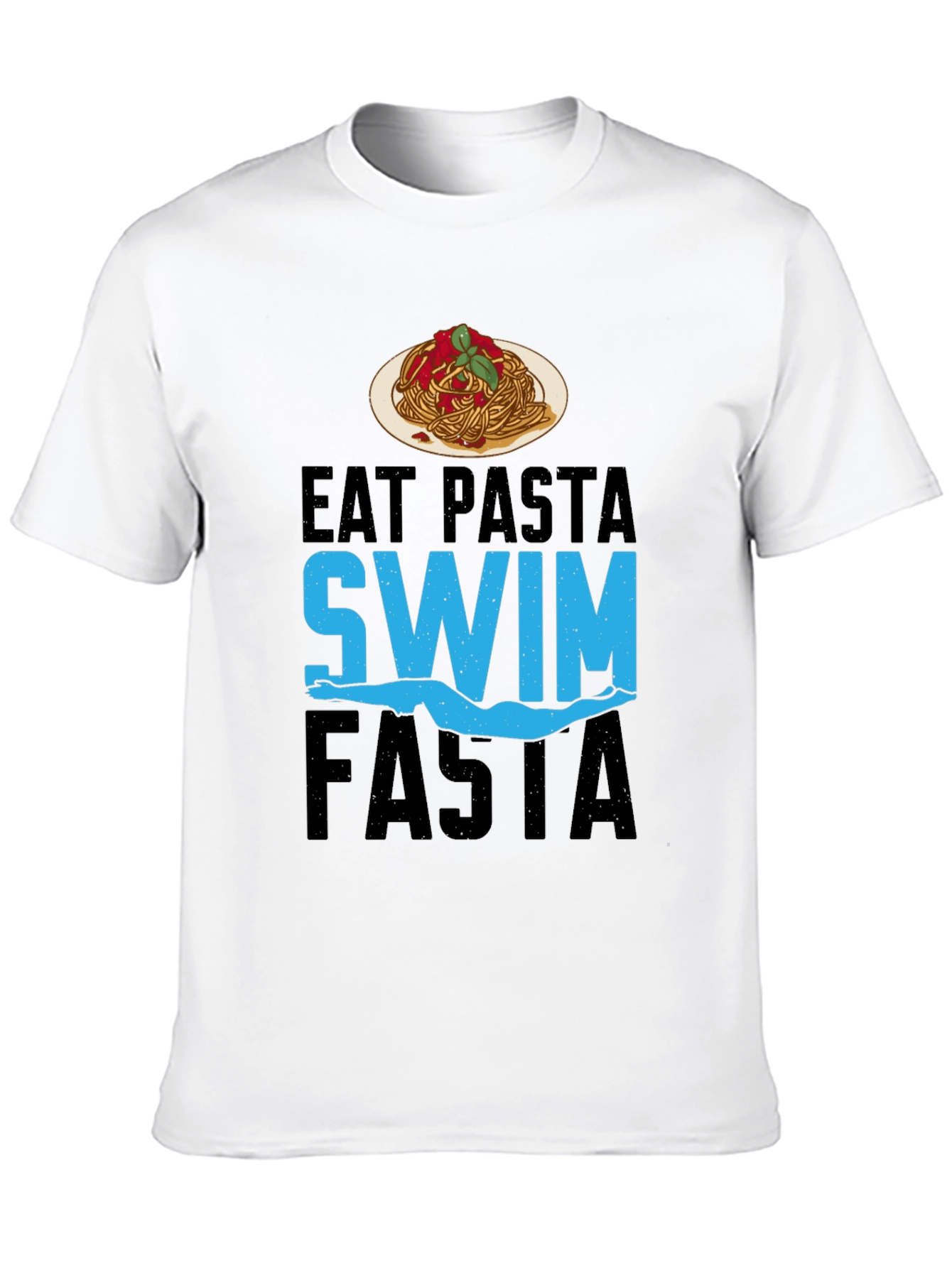 Black Eat Pasta Swim Fasta T-Shirt - Swimmer's Delight! view 10