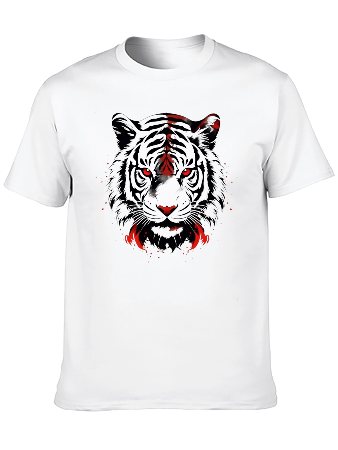 Black Men's Black Tiger Graphic Tee - Red Eyes view 10