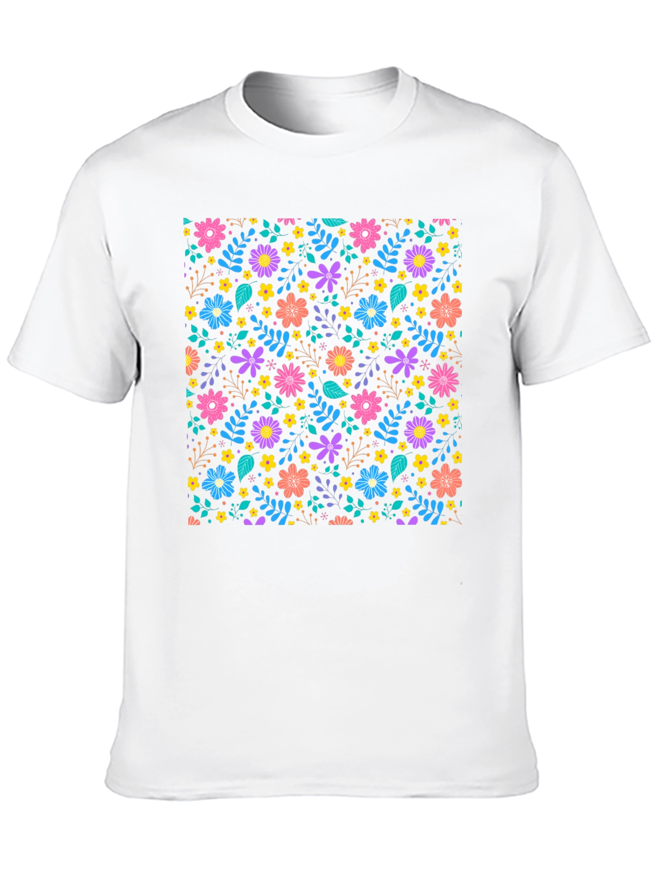 Black Floral Pattern Black T-Shirt view 10