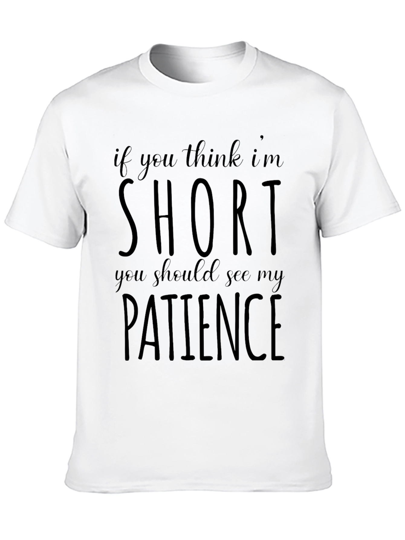 Black Funny Short Patience Men's Black T-Shirt view 10