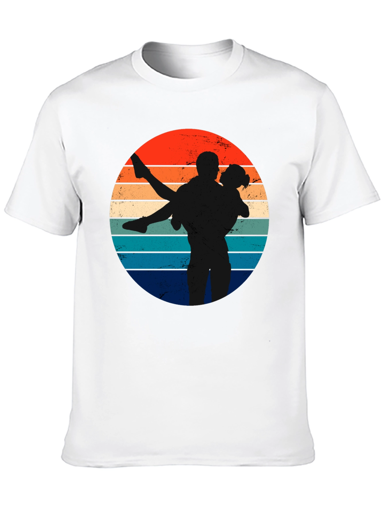 Black Retro Sunset Silhouette Couple T-Shirt view 10