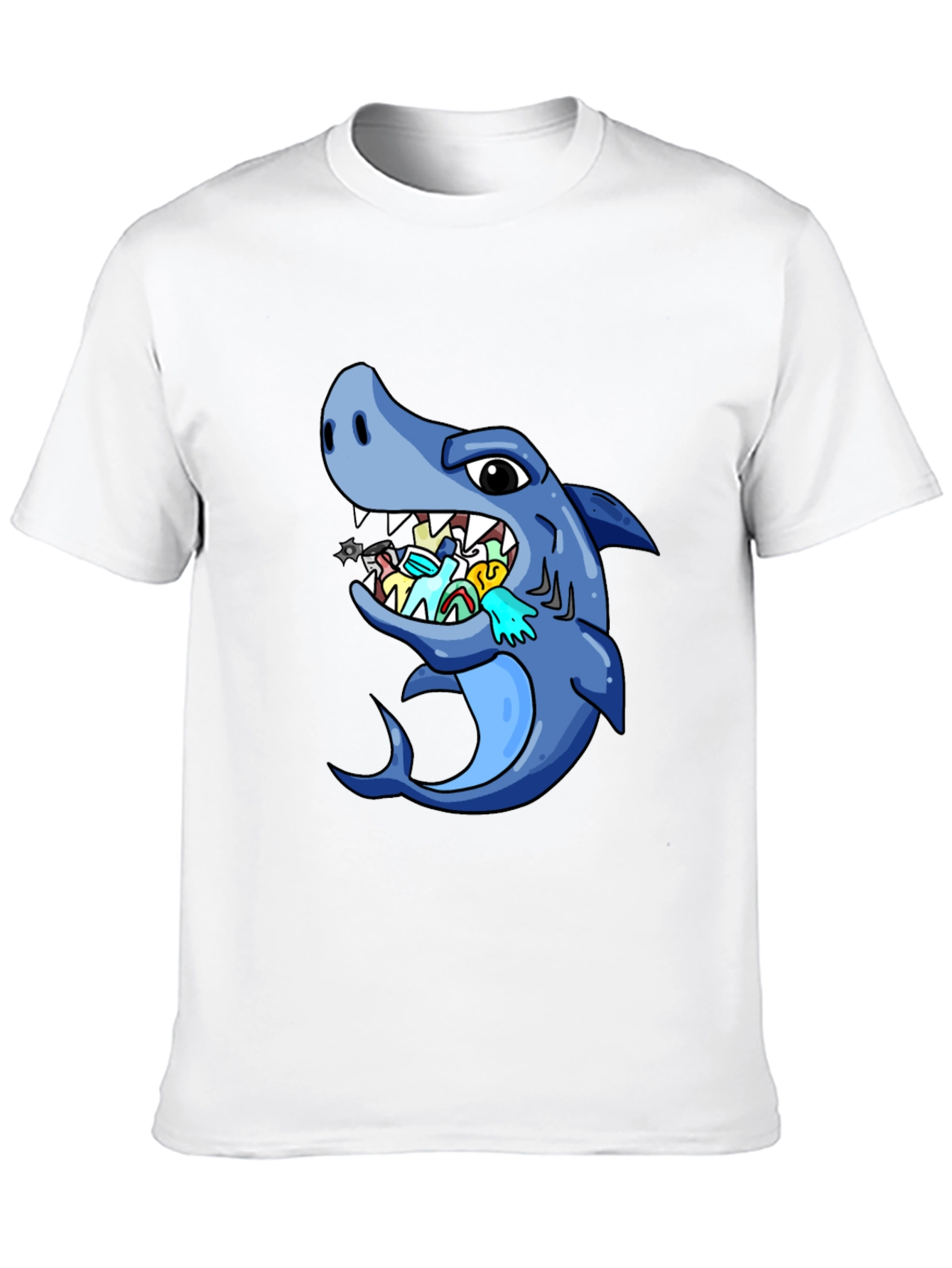 Black Shark Eating Masks Funny T-Shirt view 10