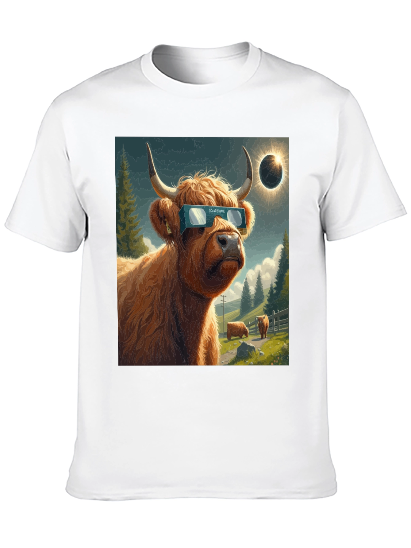 Black Solar Eclipse Cow Graphic Tee - Black view 10